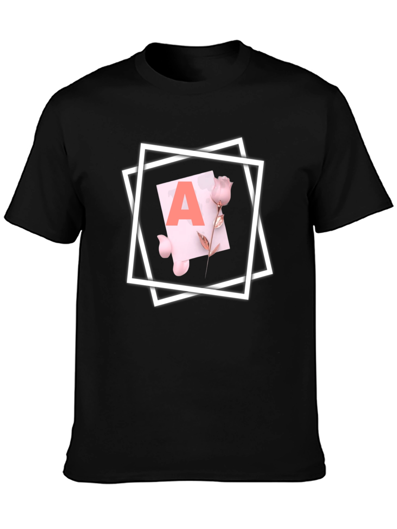 Letter A Rose T-Shirt - Stylish Graphic Tee