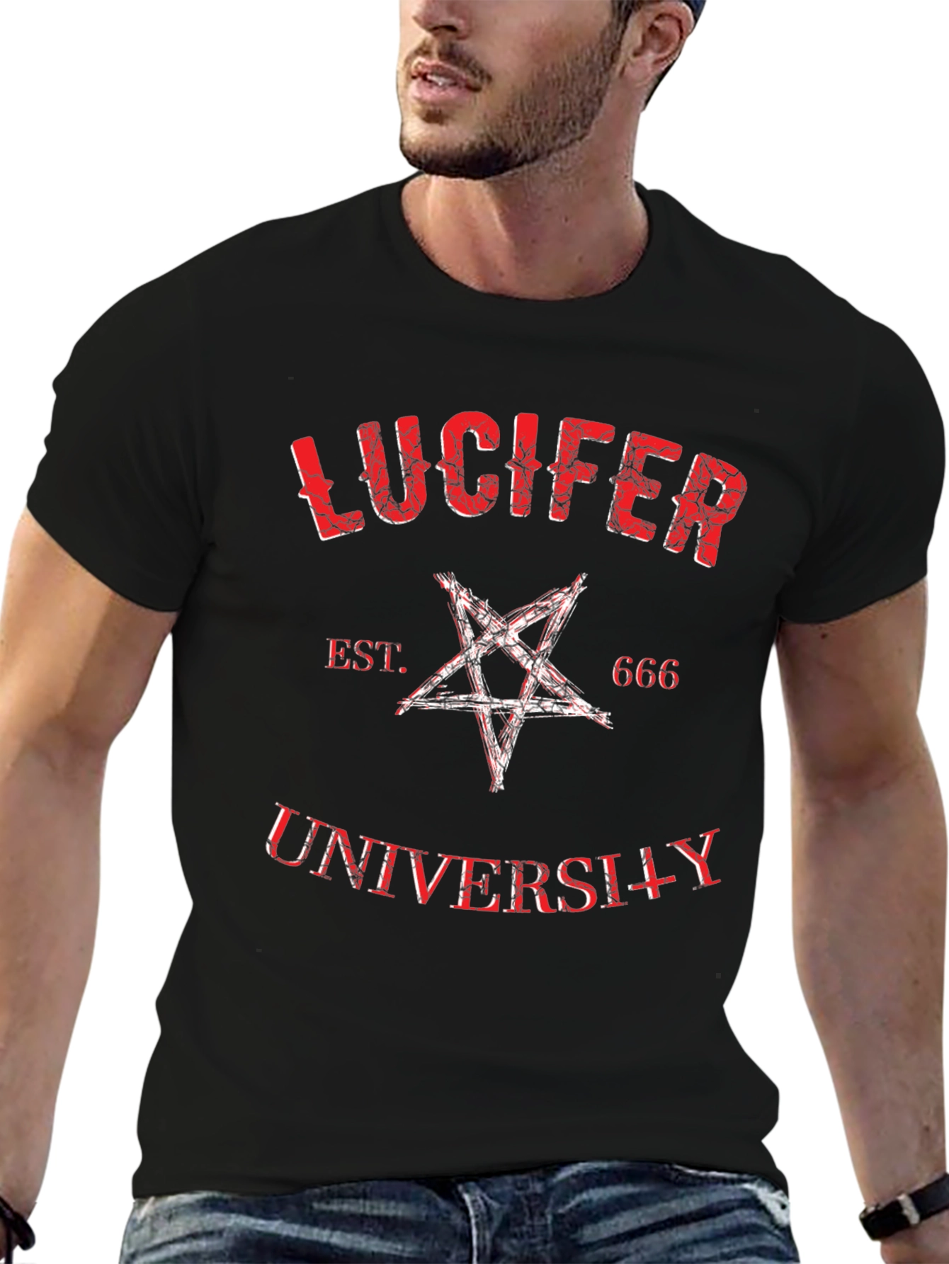 Lucifer University Graphic Tee - Black Cotton T-Shirt