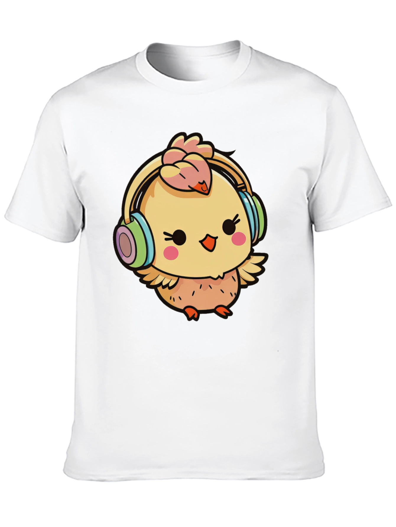 Cute Chick with Headphones Graphic Tee