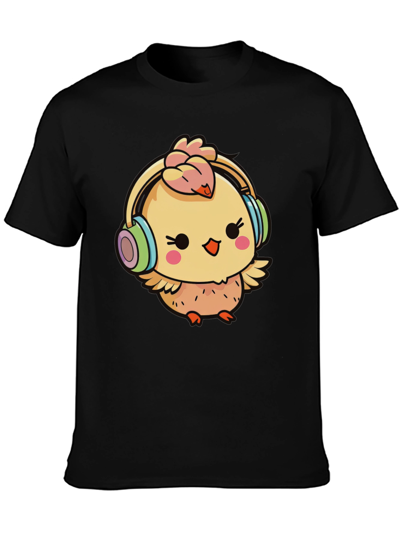 Cute Chick with Headphones Graphic Tee