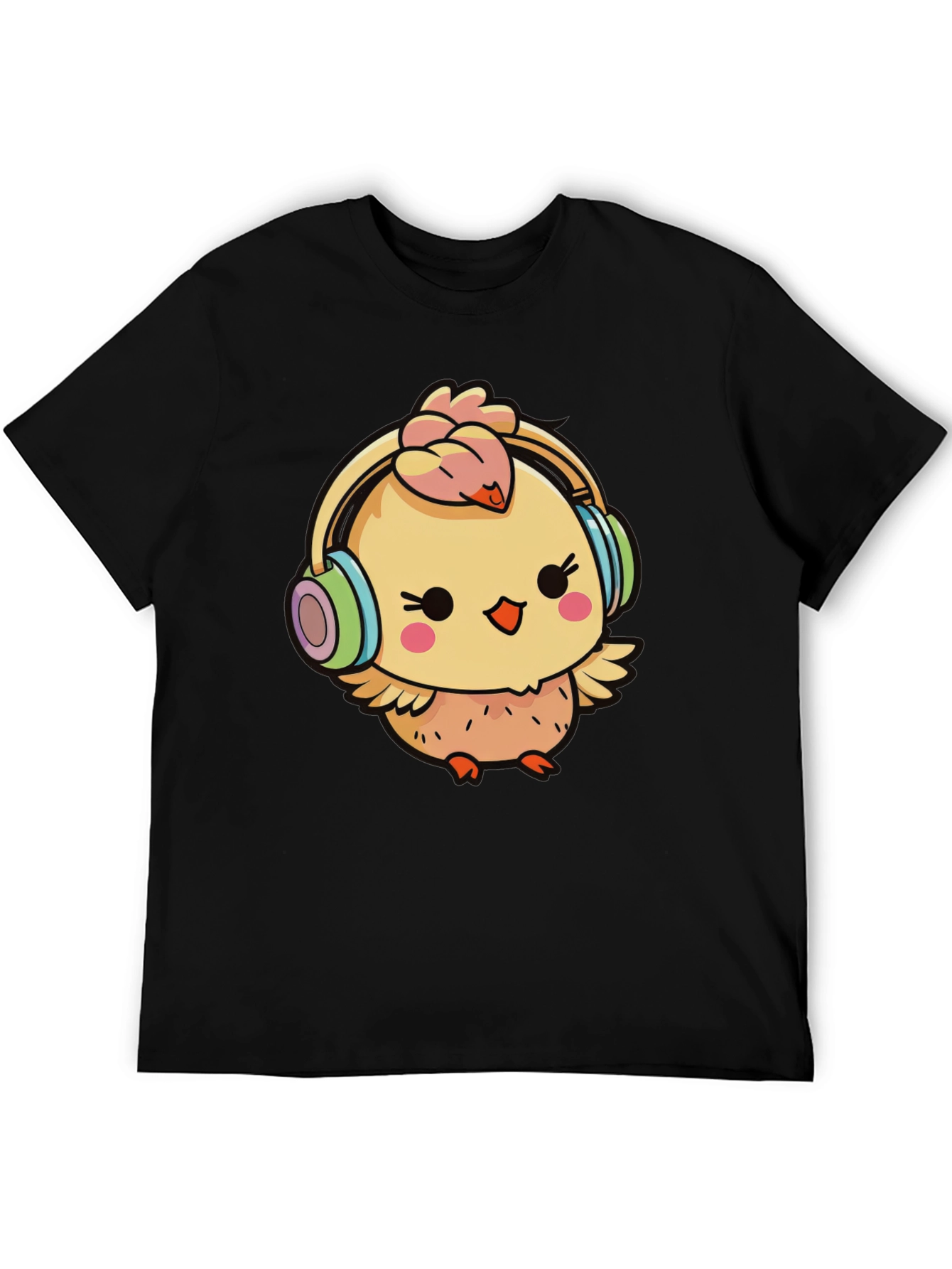 Cute Chick with Headphones Graphic Tee
