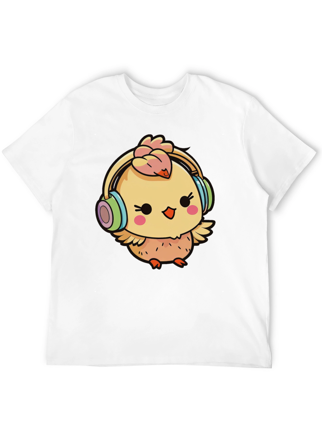 Cute Chick with Headphones Graphic Tee