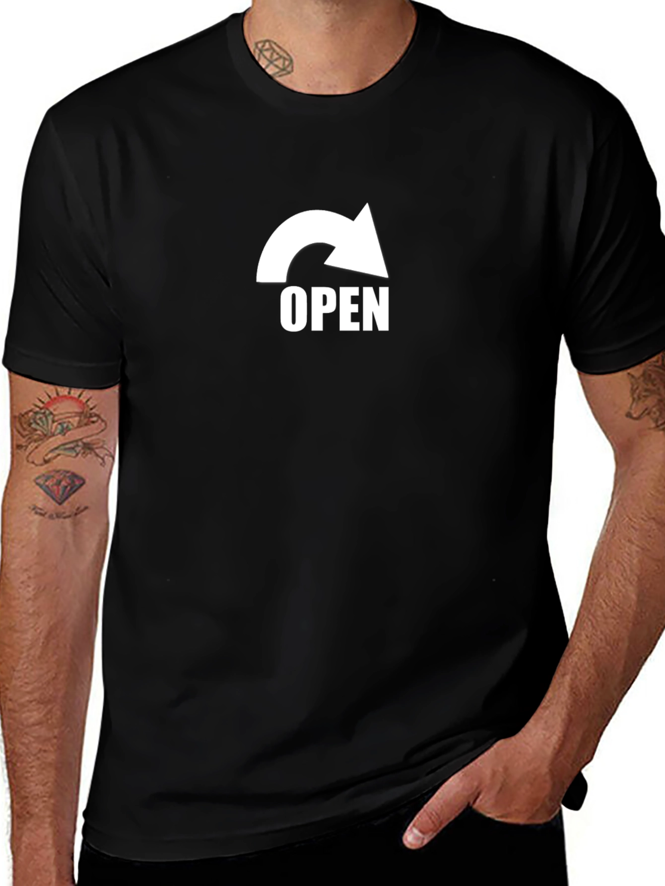 Open Arrow Graphic Black T-Shirt
