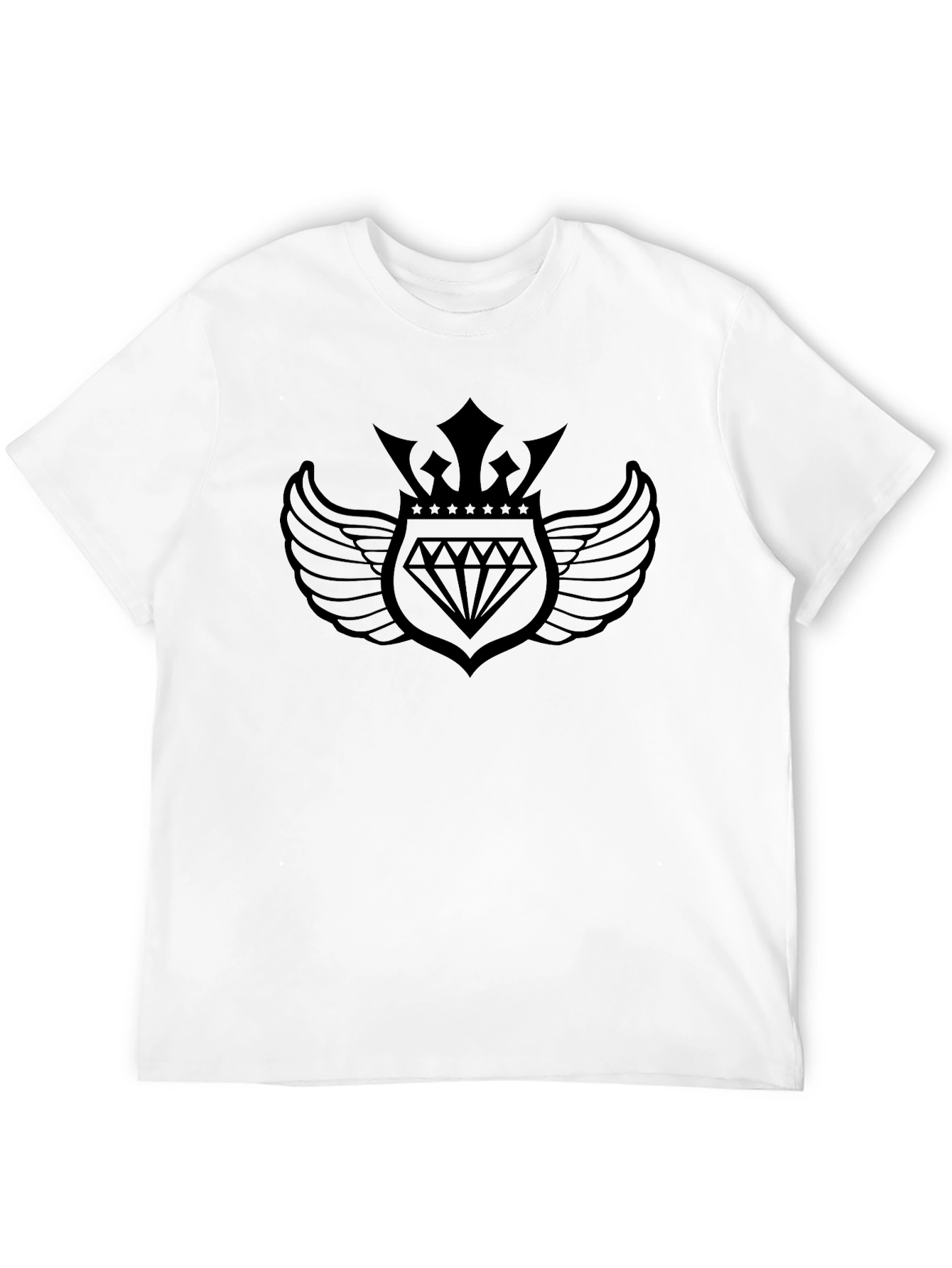 Black Graphic Tee - Diamond Crown Wing Design