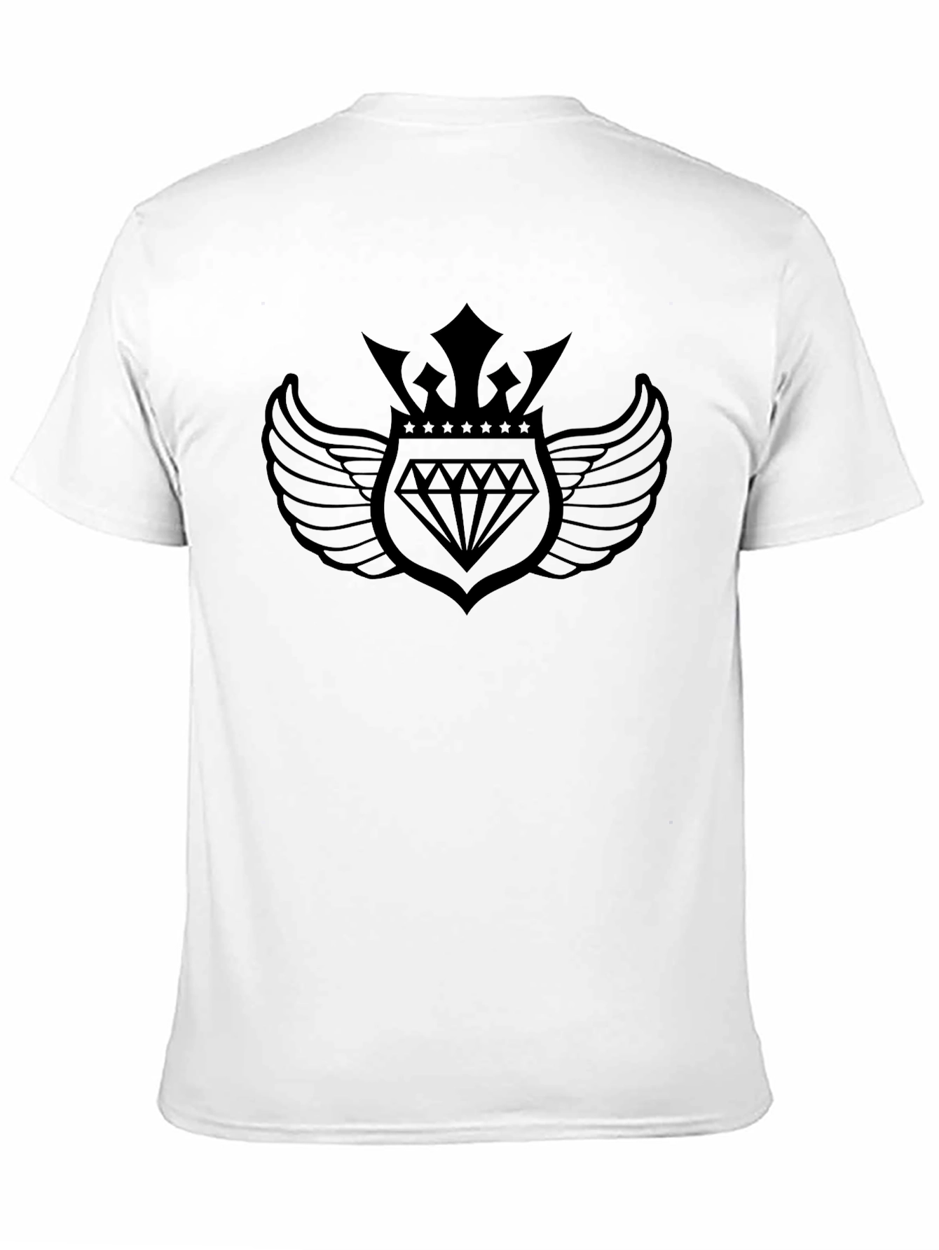 Black Graphic Tee - Diamond Crown Wing Design
