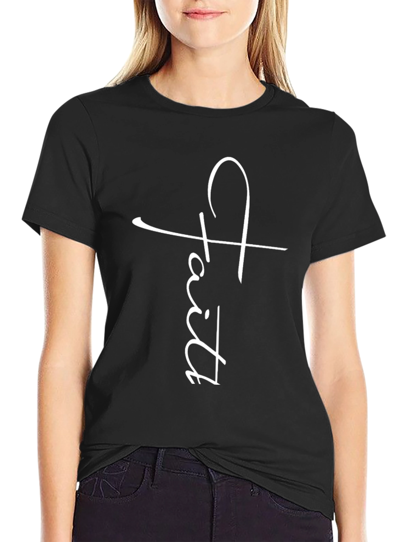 Faith Cross Graphic Black T-Shirt - Religious Apparel