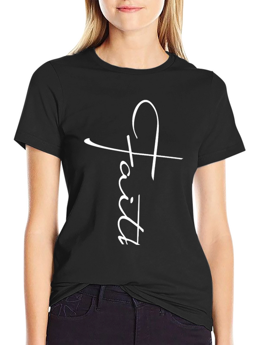 Faith Cross Graphic Black T-Shirt - Religious Apparel