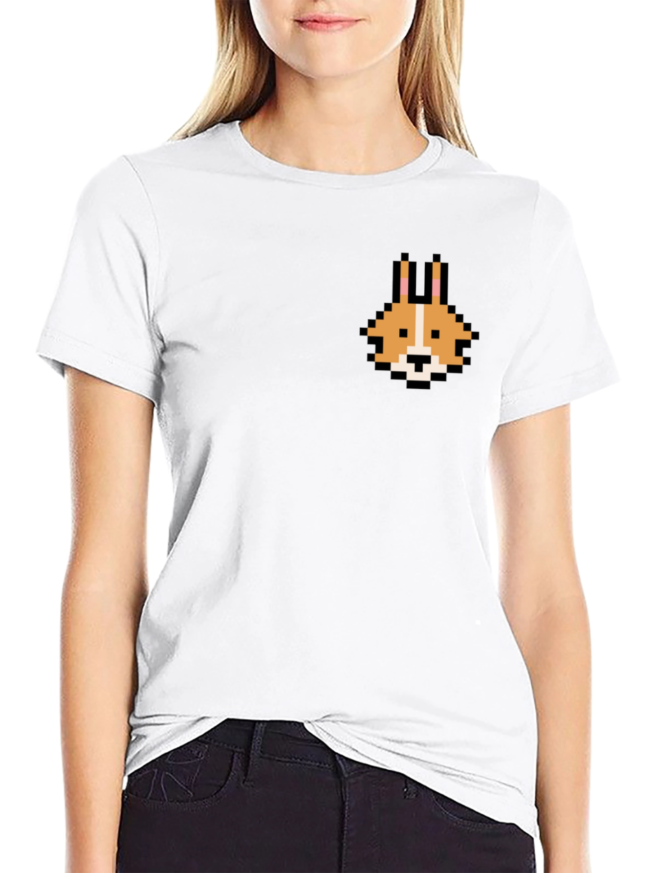 Pixel Corgi Graphic Tee - Black