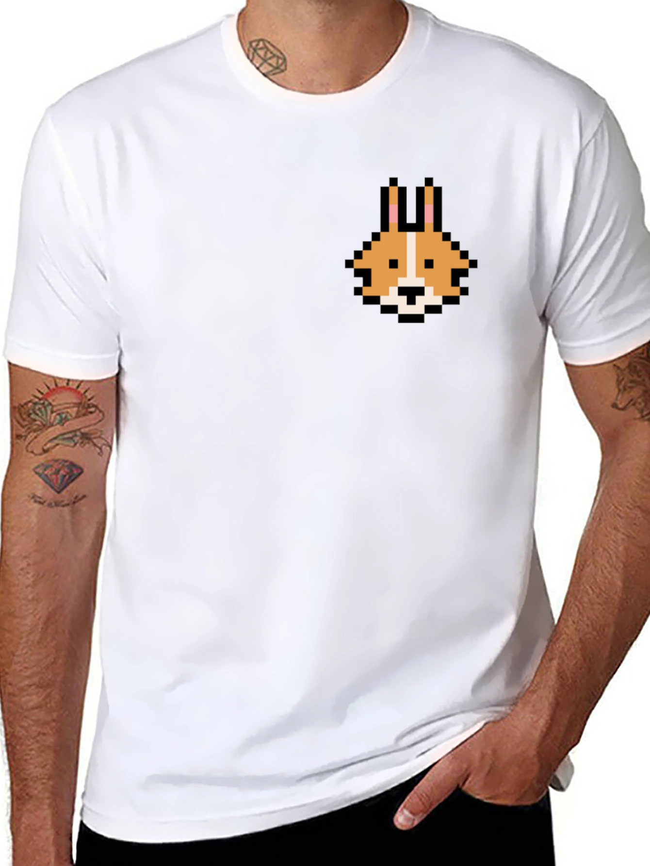 Pixel Corgi Graphic Tee - Black