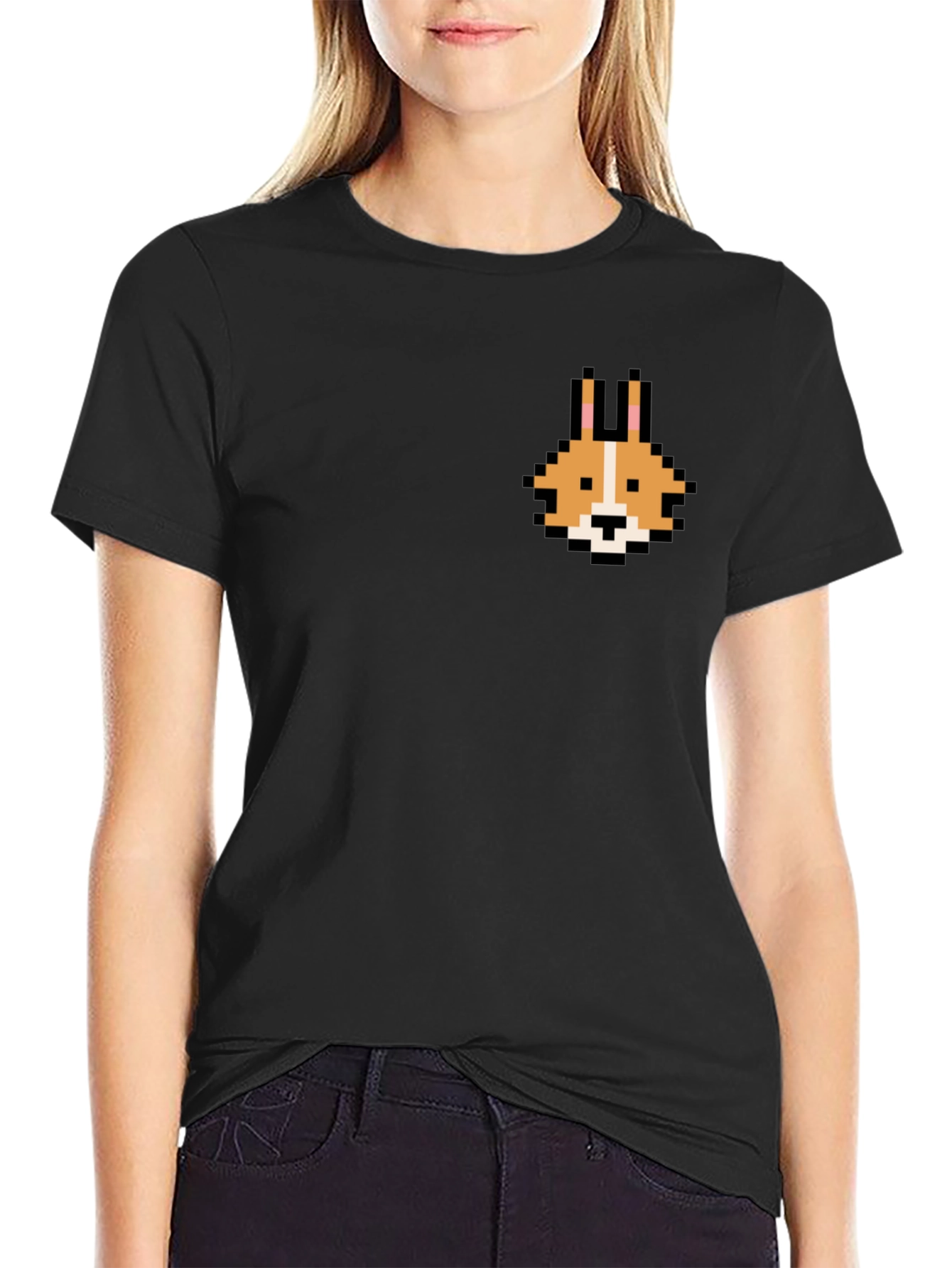 Pixel Corgi Graphic Tee - Black