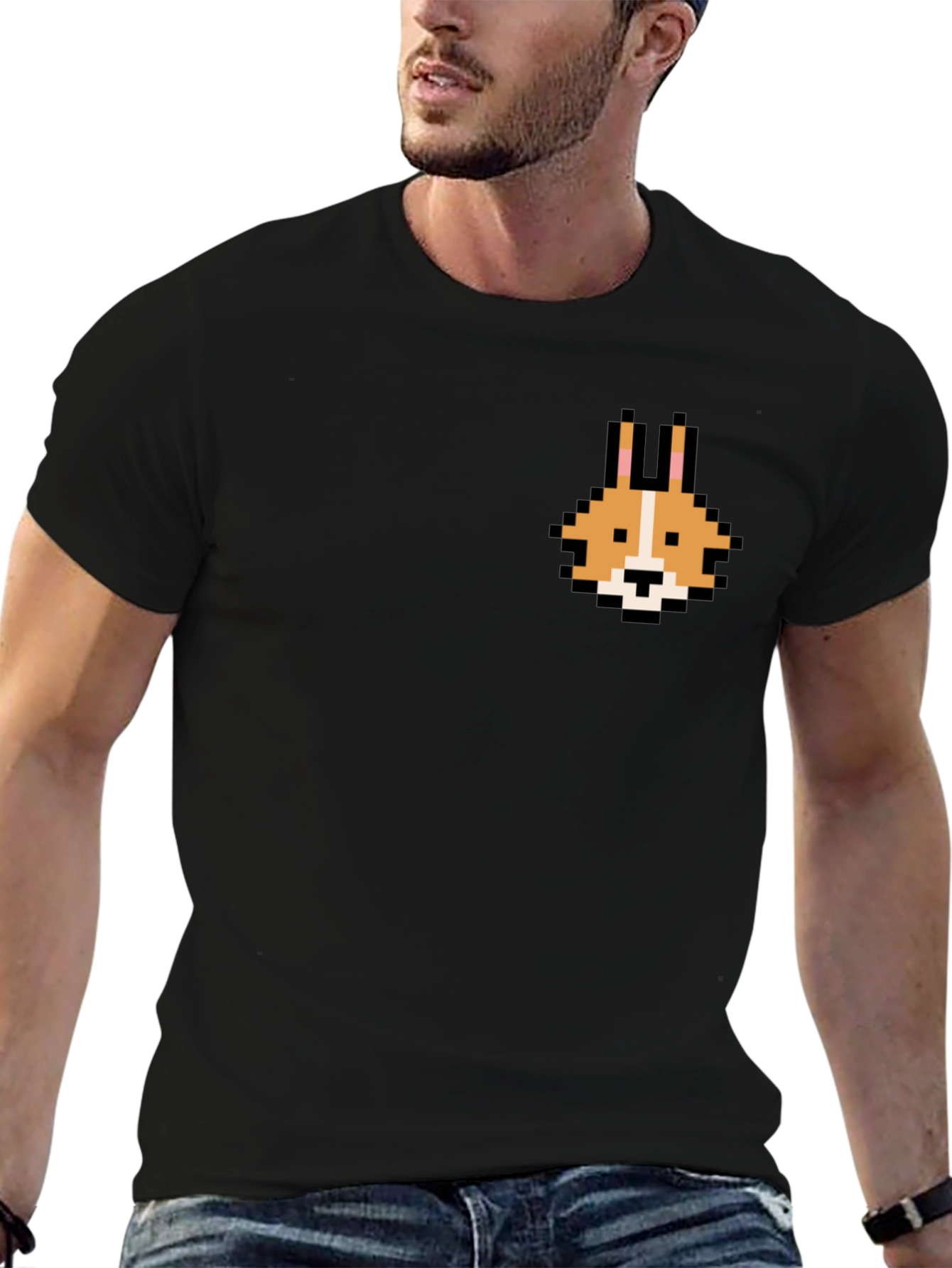 Pixel Corgi Graphic Tee - Black