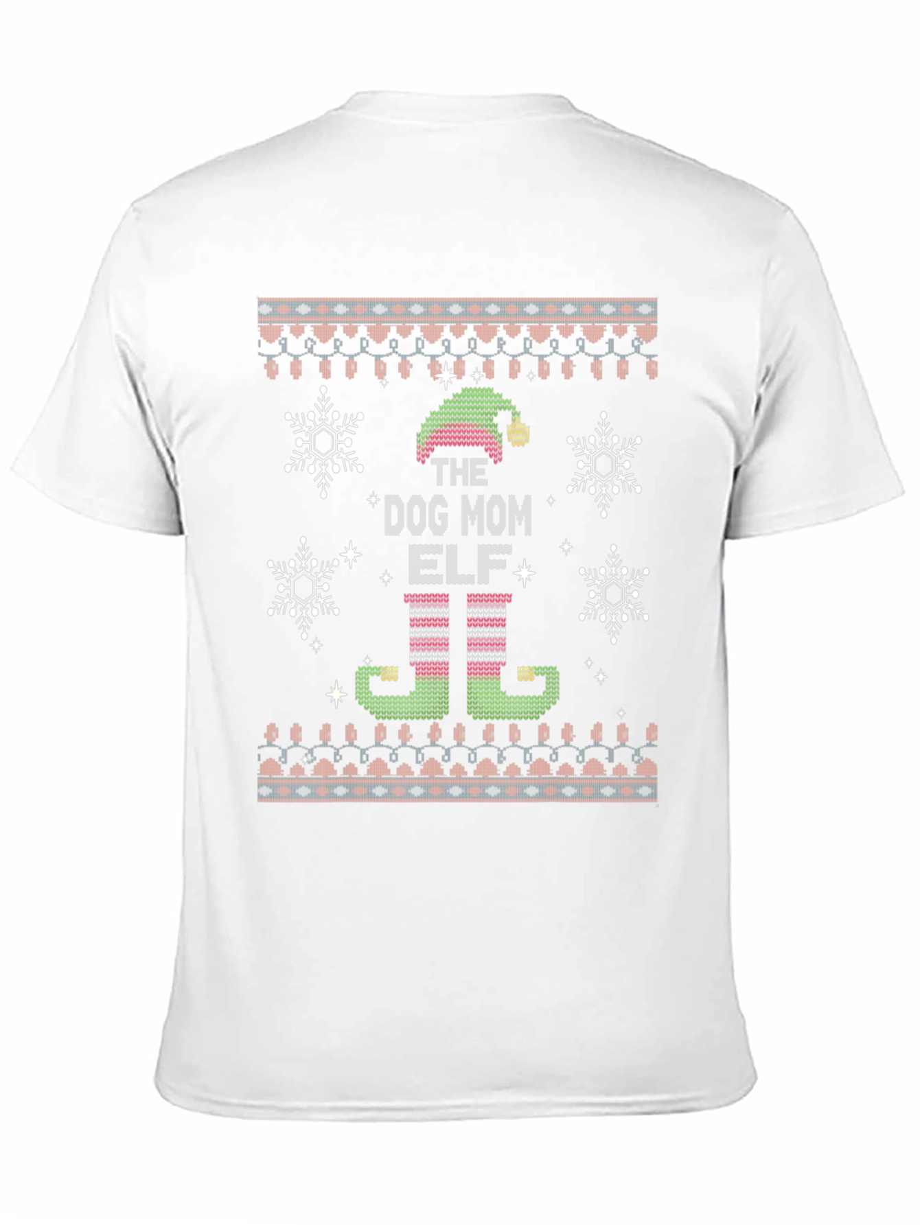 Dog Mom Elf Ugly Christmas Sweater Style T-Shirt