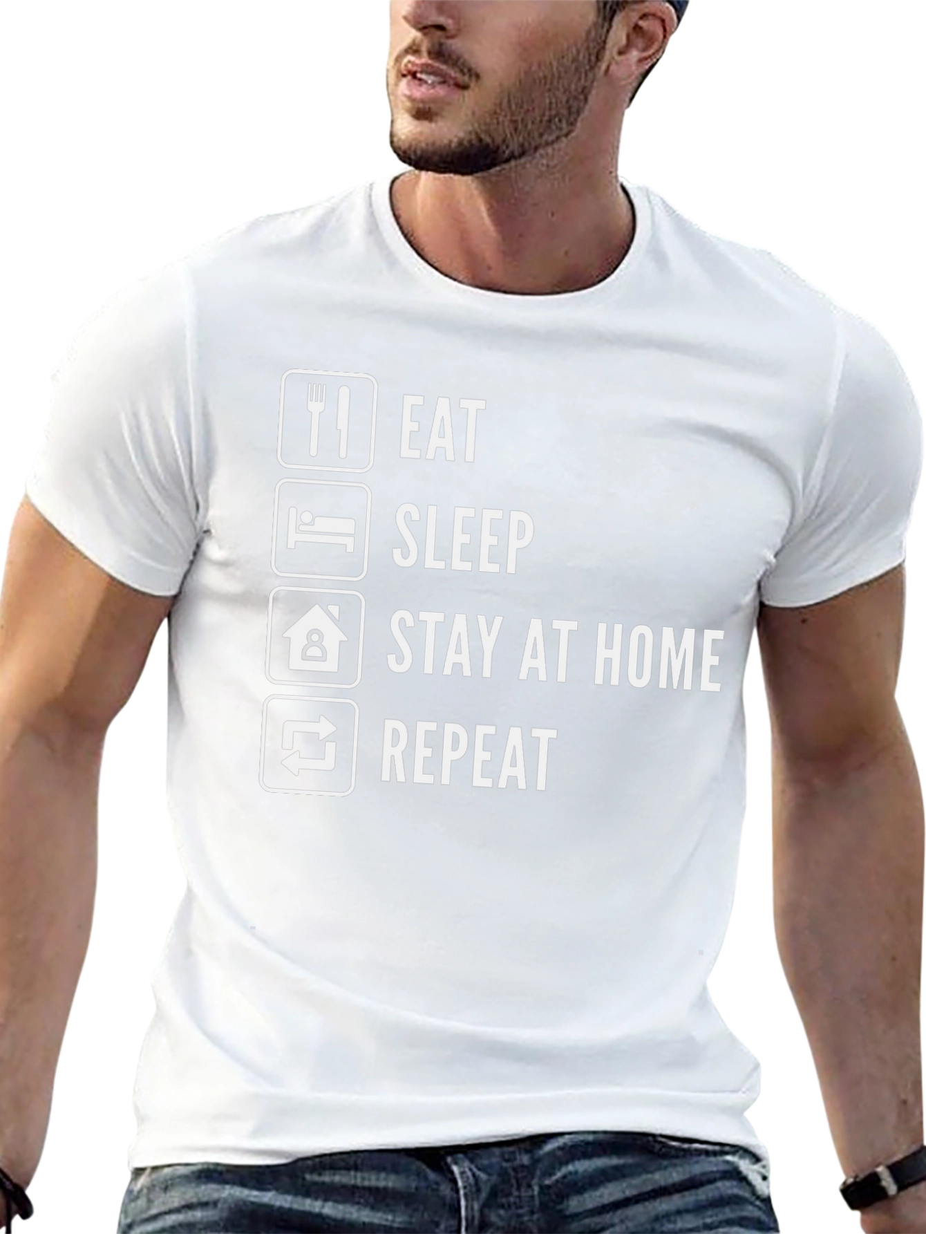Eat Sleep Stay Home Repeat T-Shirt