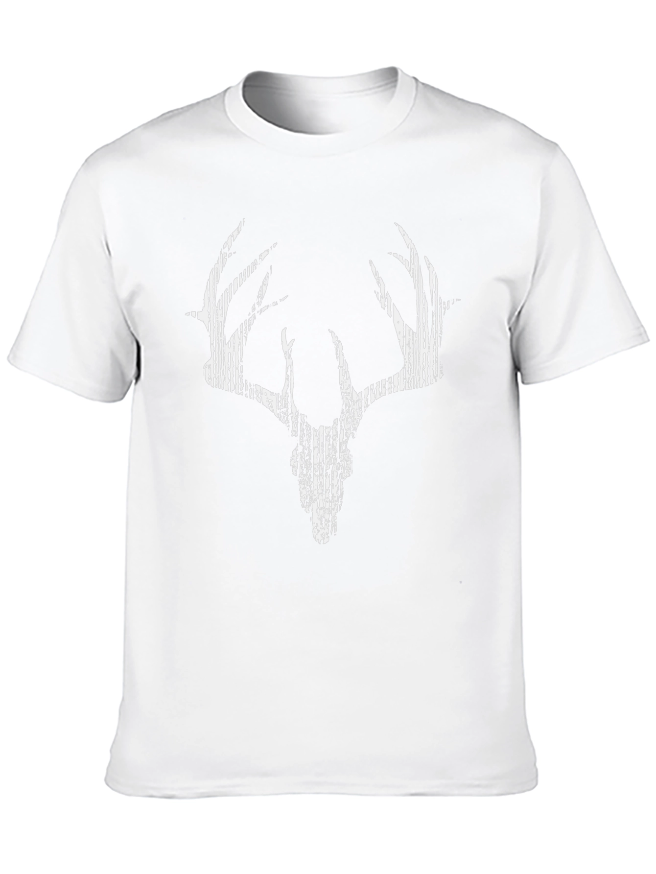 Graphic Deer Skull Print Tee - Casual Black T-Shirt