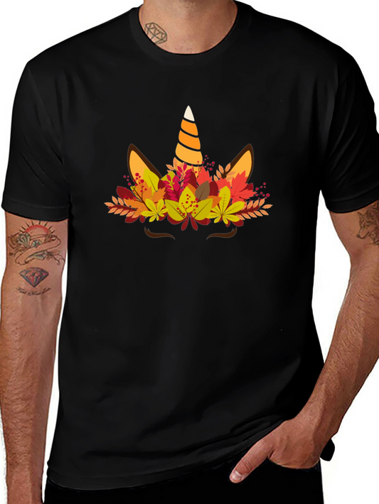 Fall Unicorn T-Shirt - Autumn Leaves Design