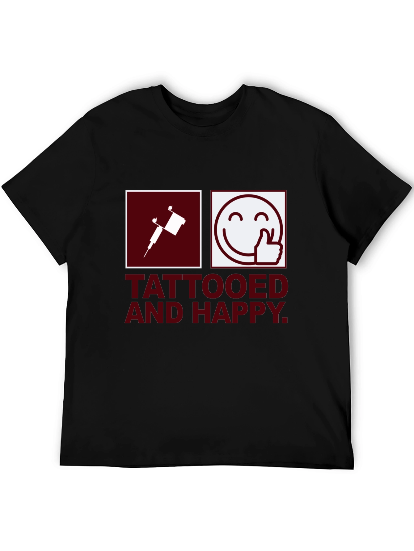 Tattooed & Happy Graphic T-Shirt - Black Casual Tee