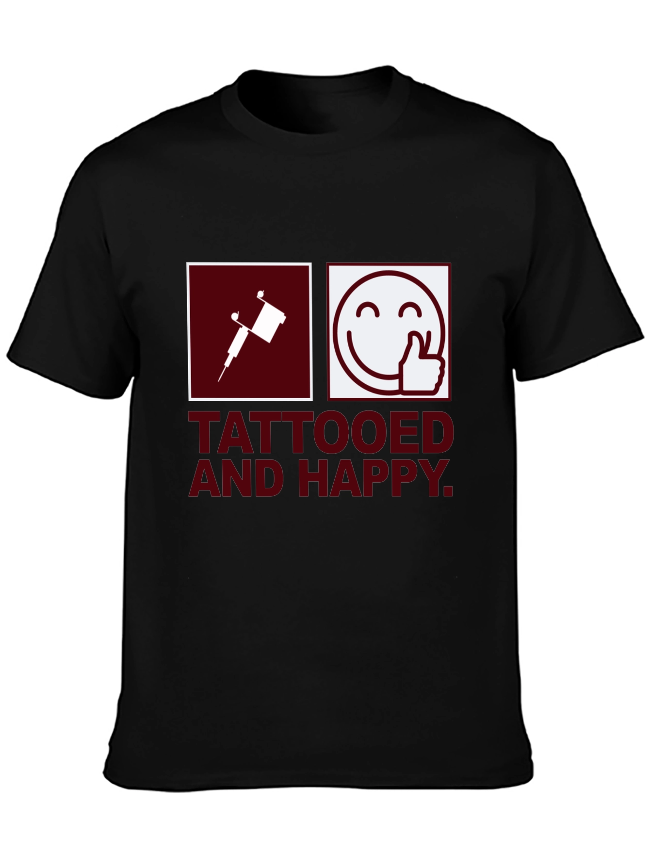 Tattooed & Happy Graphic T-Shirt - Black Casual Tee