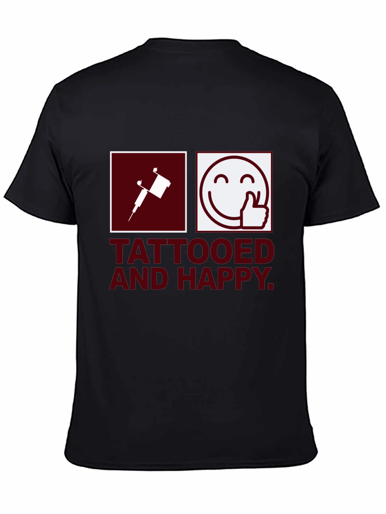 Tattooed & Happy Graphic T-Shirt - Black Casual Tee