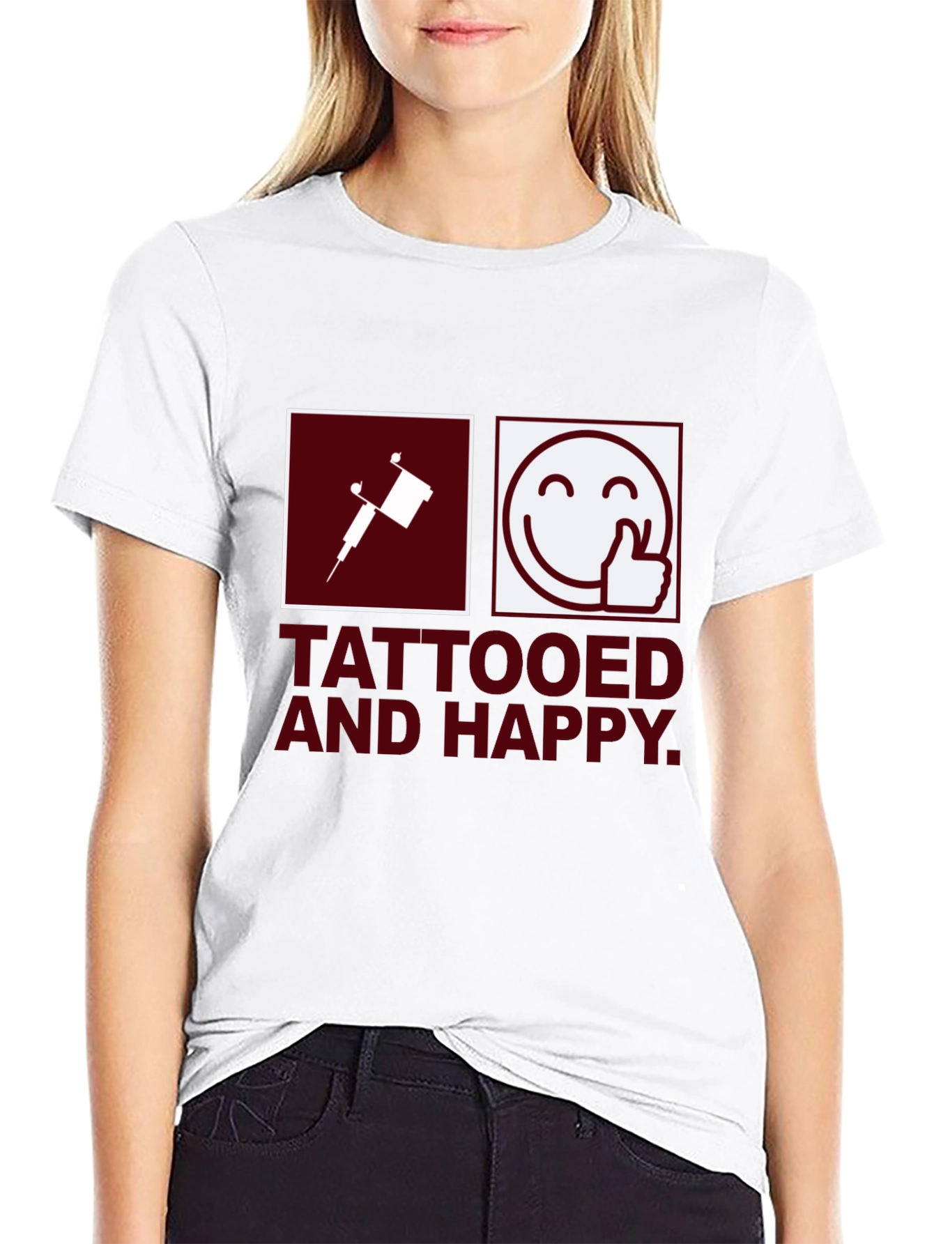 Tattooed & Happy Graphic T-Shirt - Black Casual Tee