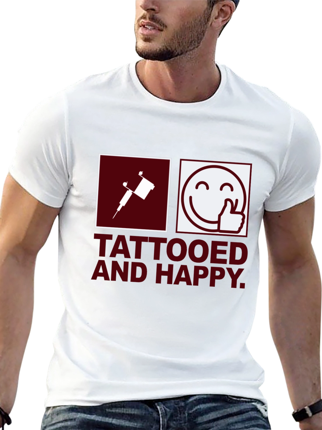 Tattooed & Happy Graphic T-Shirt - Black Casual Tee