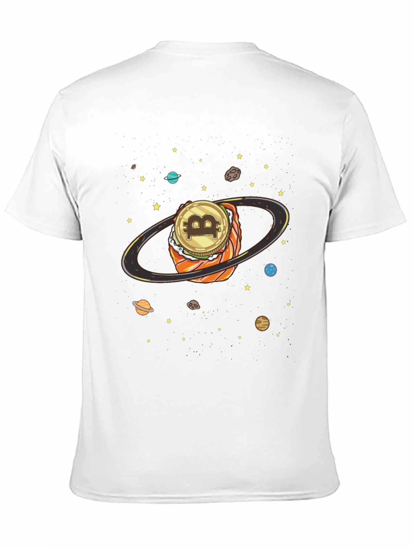 Bitcoin Sushi Planet Graphic T-Shirt