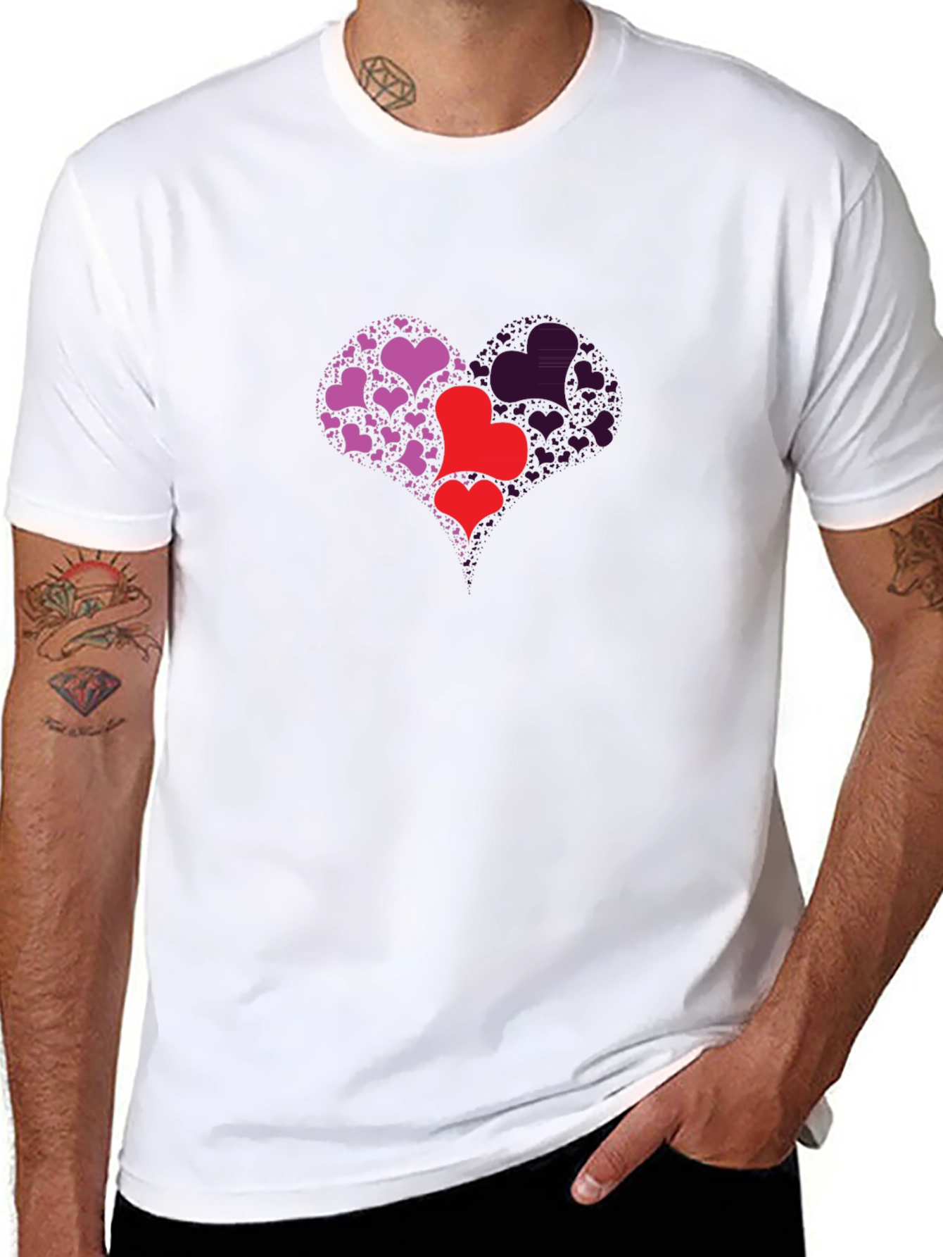 Heart Design Black T-Shirt