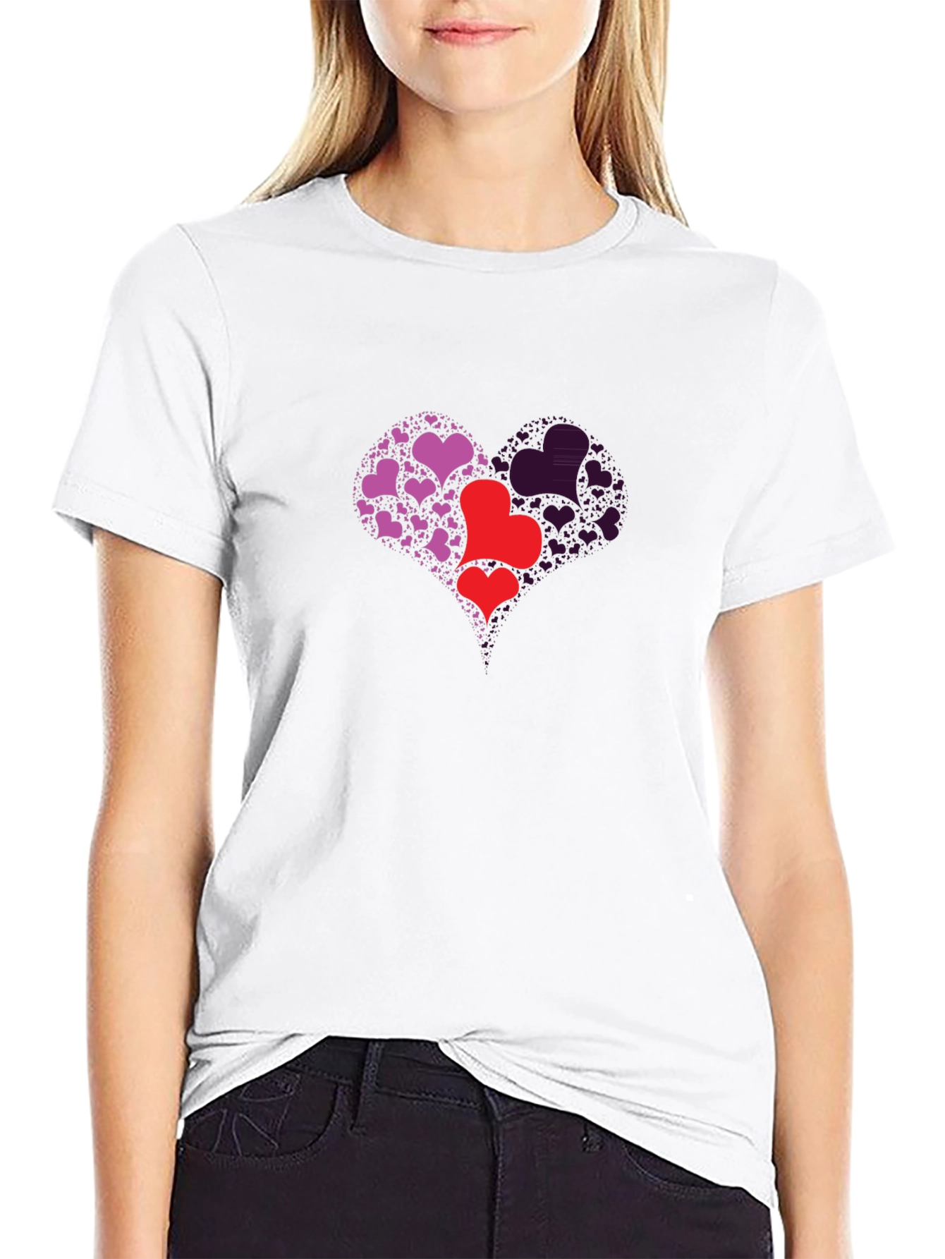 Heart Design Black T-Shirt