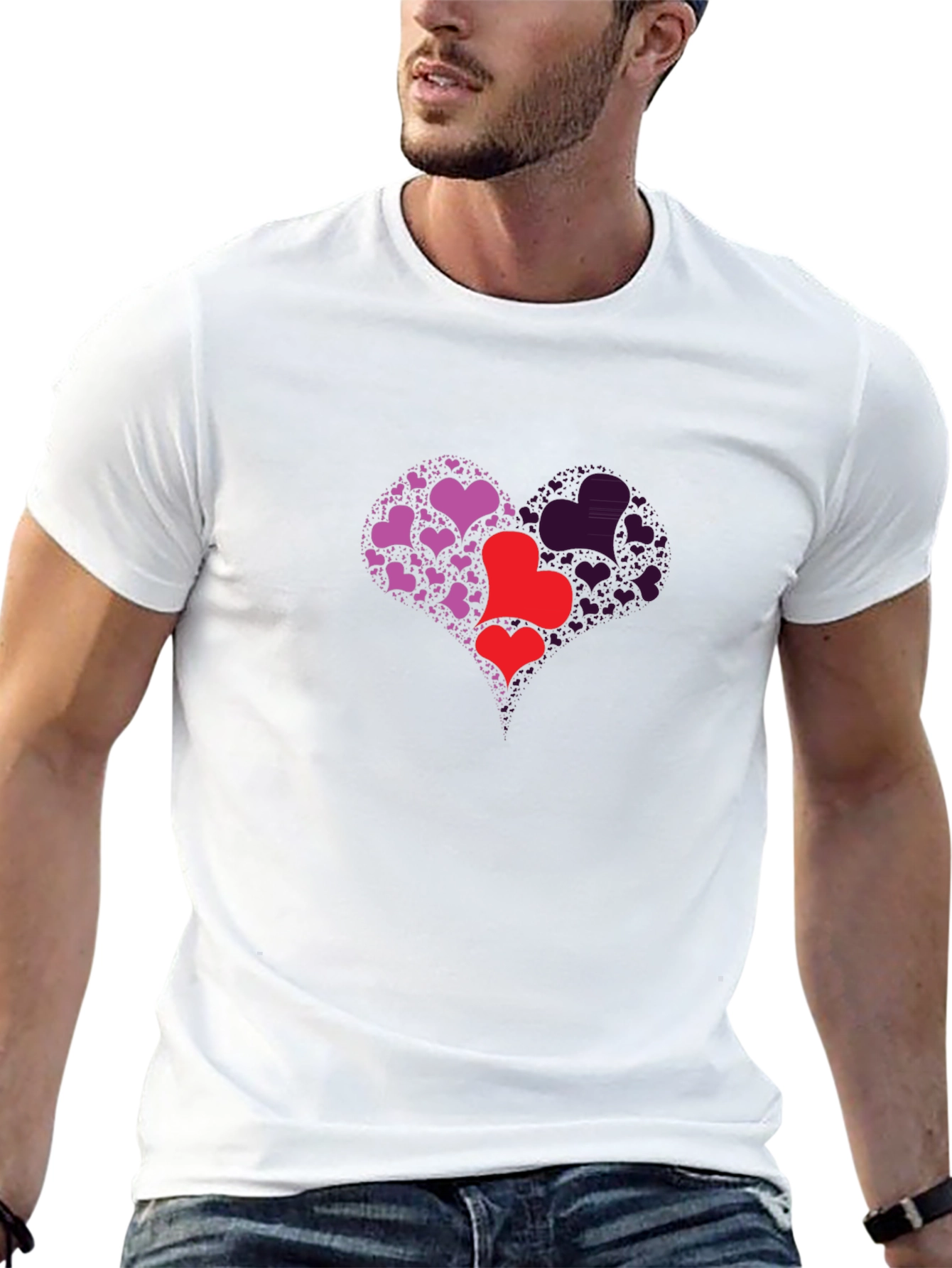 Heart Design Black T-Shirt
