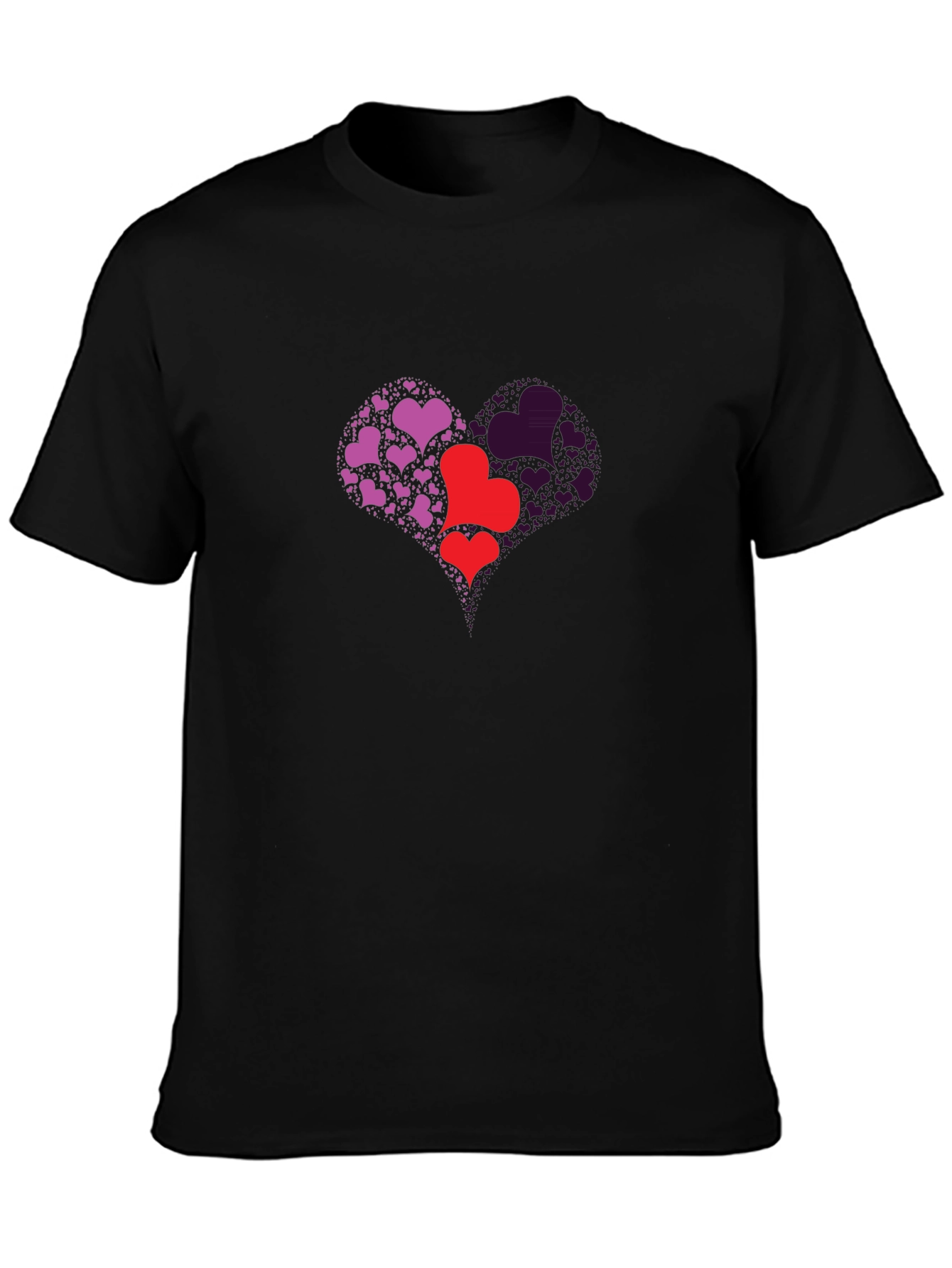 Heart Design Black T-Shirt