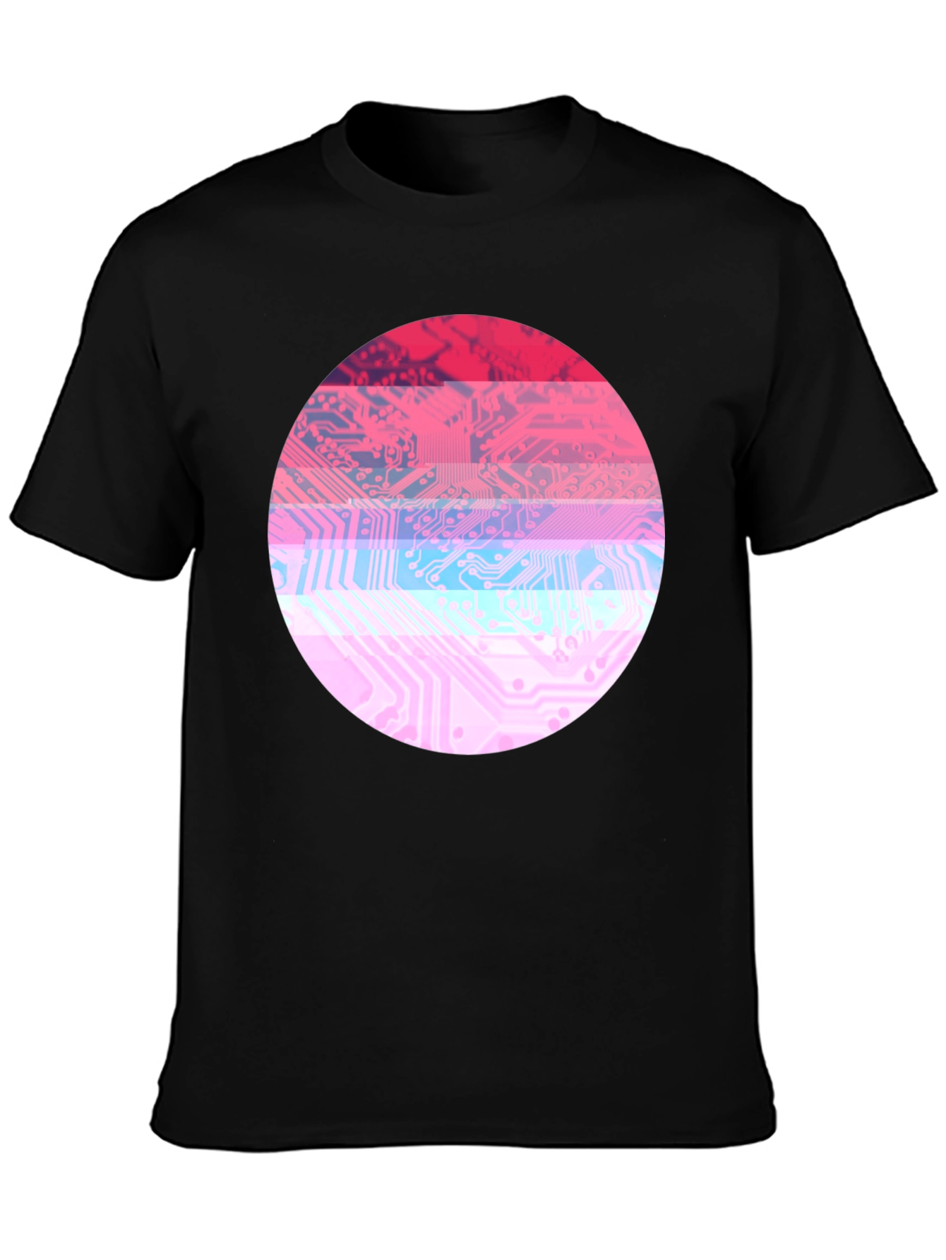 Circuit Board Circle Graphic Tee - Retro Style