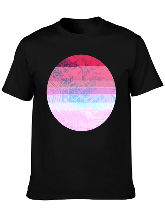 Circuit Board Circle Graphic Tee - Retro Style