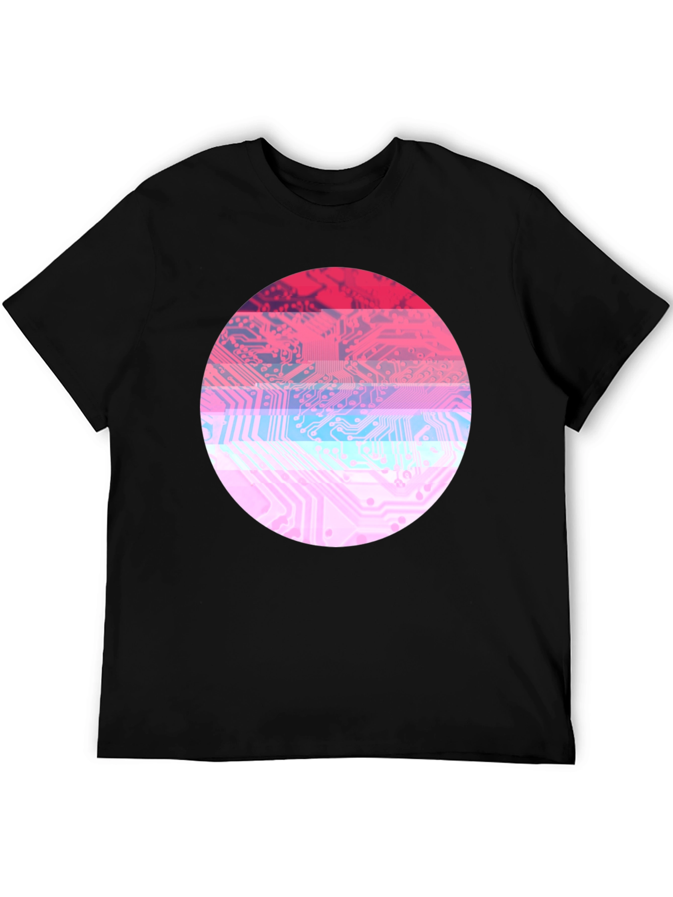Circuit Board Circle Graphic Tee - Retro Style