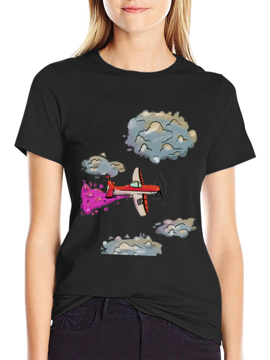 Cartoon Airplane Graphic Tee - Fly High in Style!