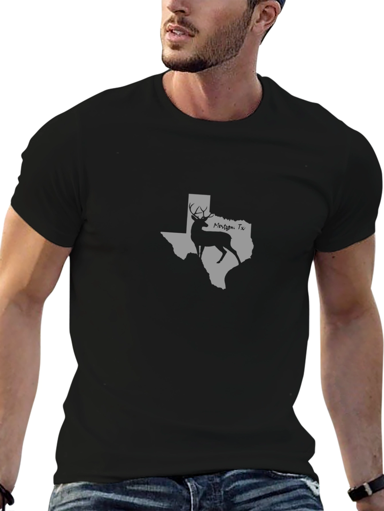 Mens Black Texas Deer Graphic Tee