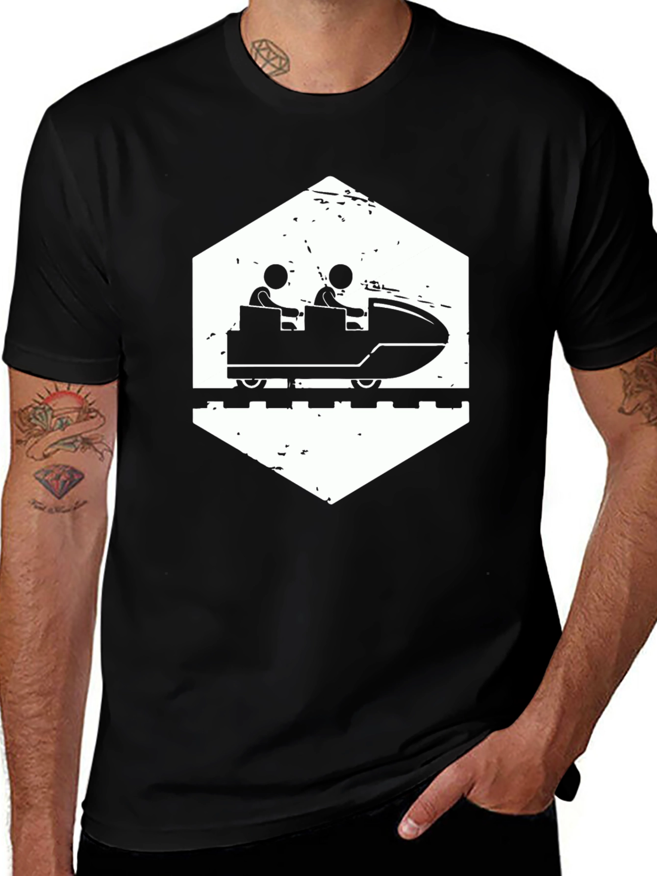 Roller Coaster Graphic Tee - Black Cotton Comfort