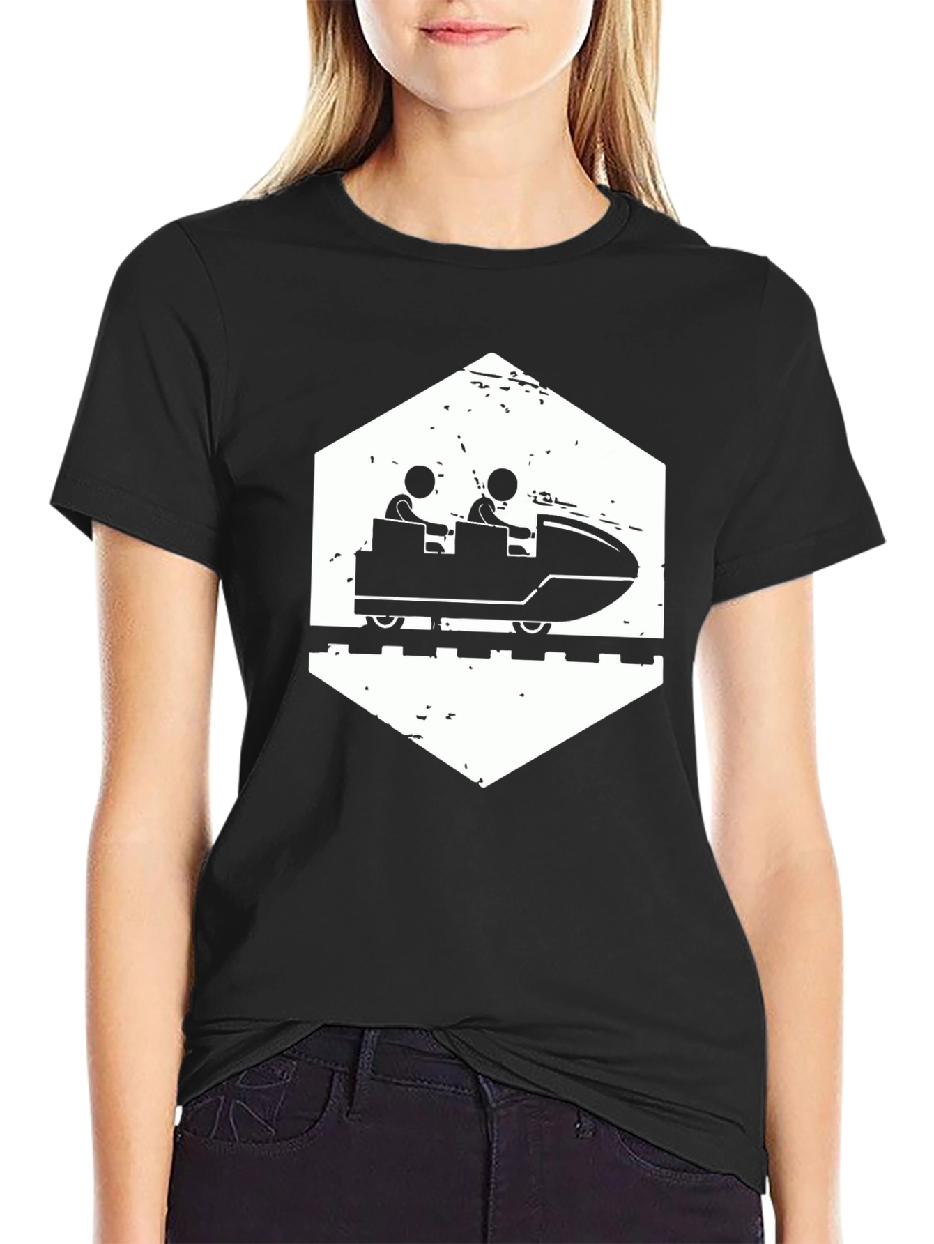 Roller Coaster Graphic Tee - Black Cotton Comfort