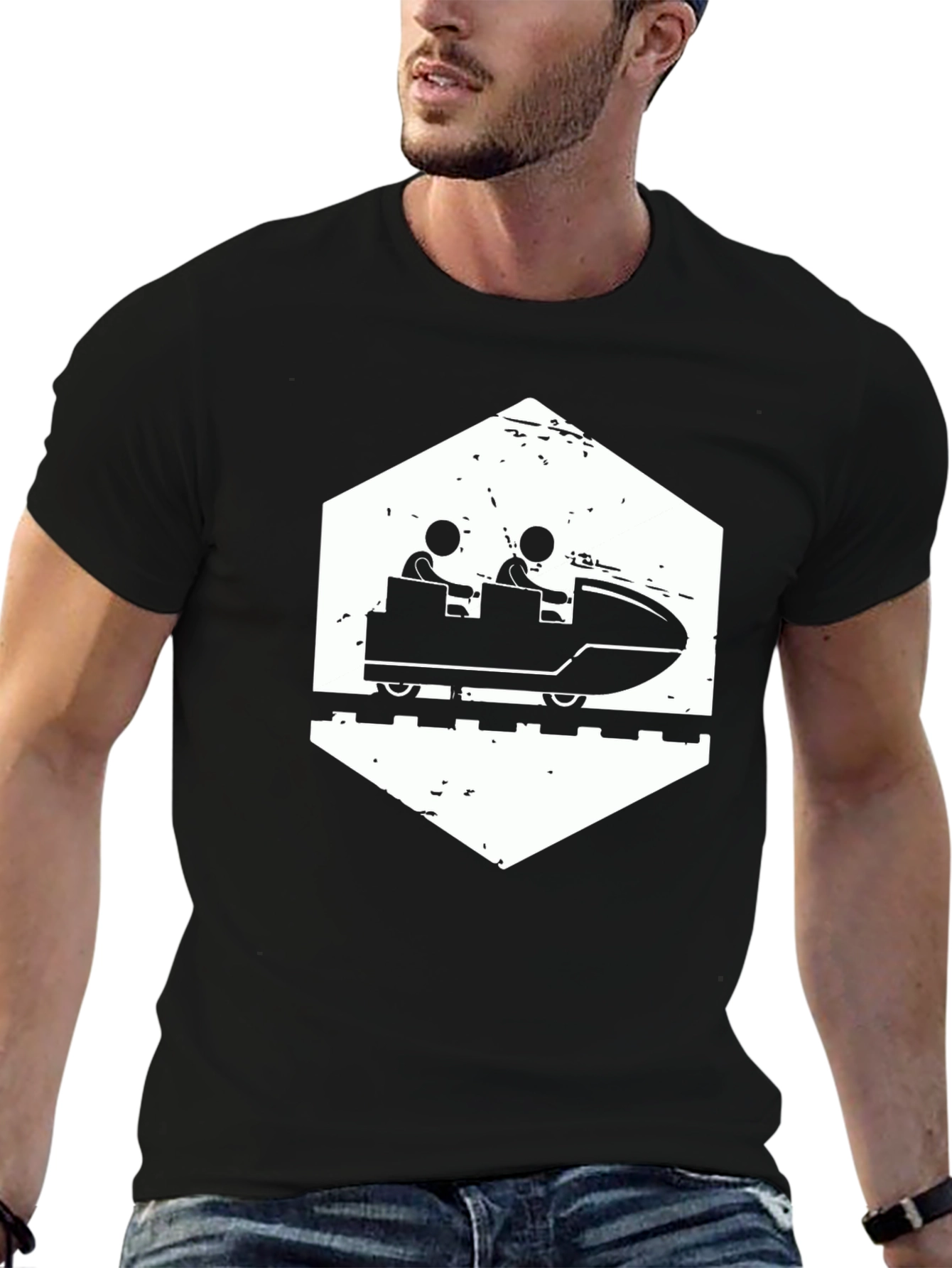 Roller Coaster Graphic Tee - Black Cotton Comfort