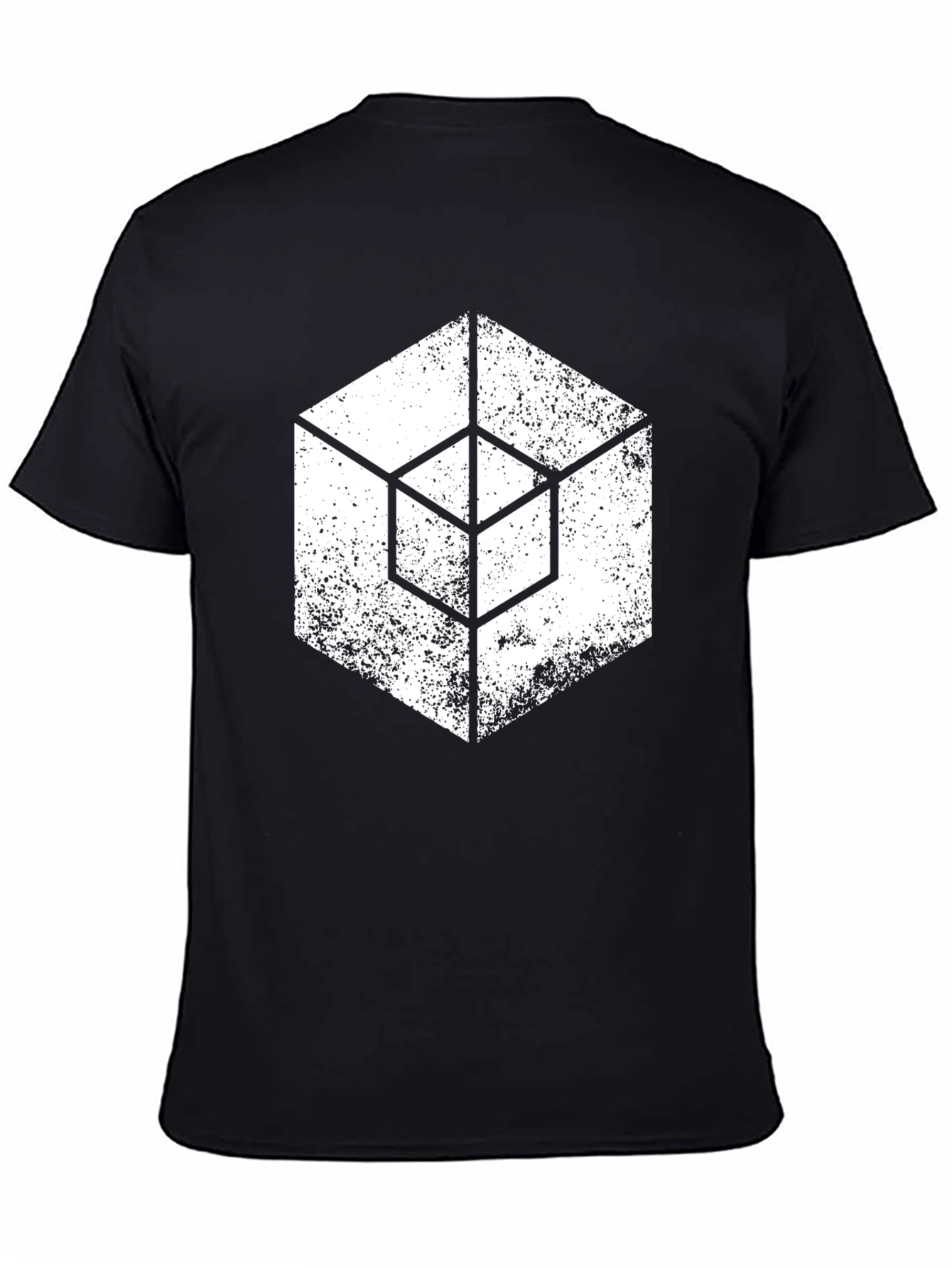 Geometric Cube Graphic T-Shirt - Grunge Style