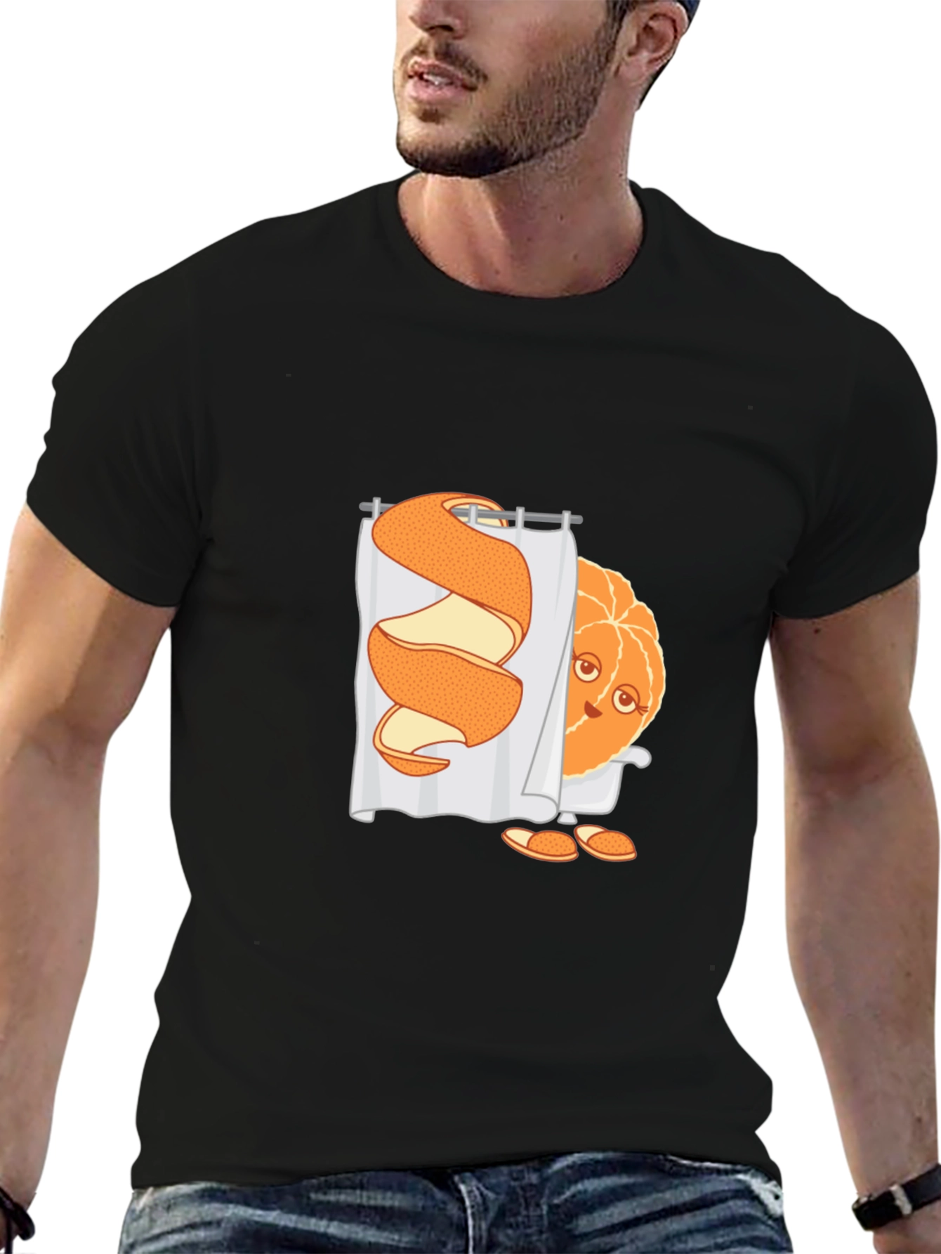 Funny Orange Peel Shower Cartoon Graphic T-Shirt