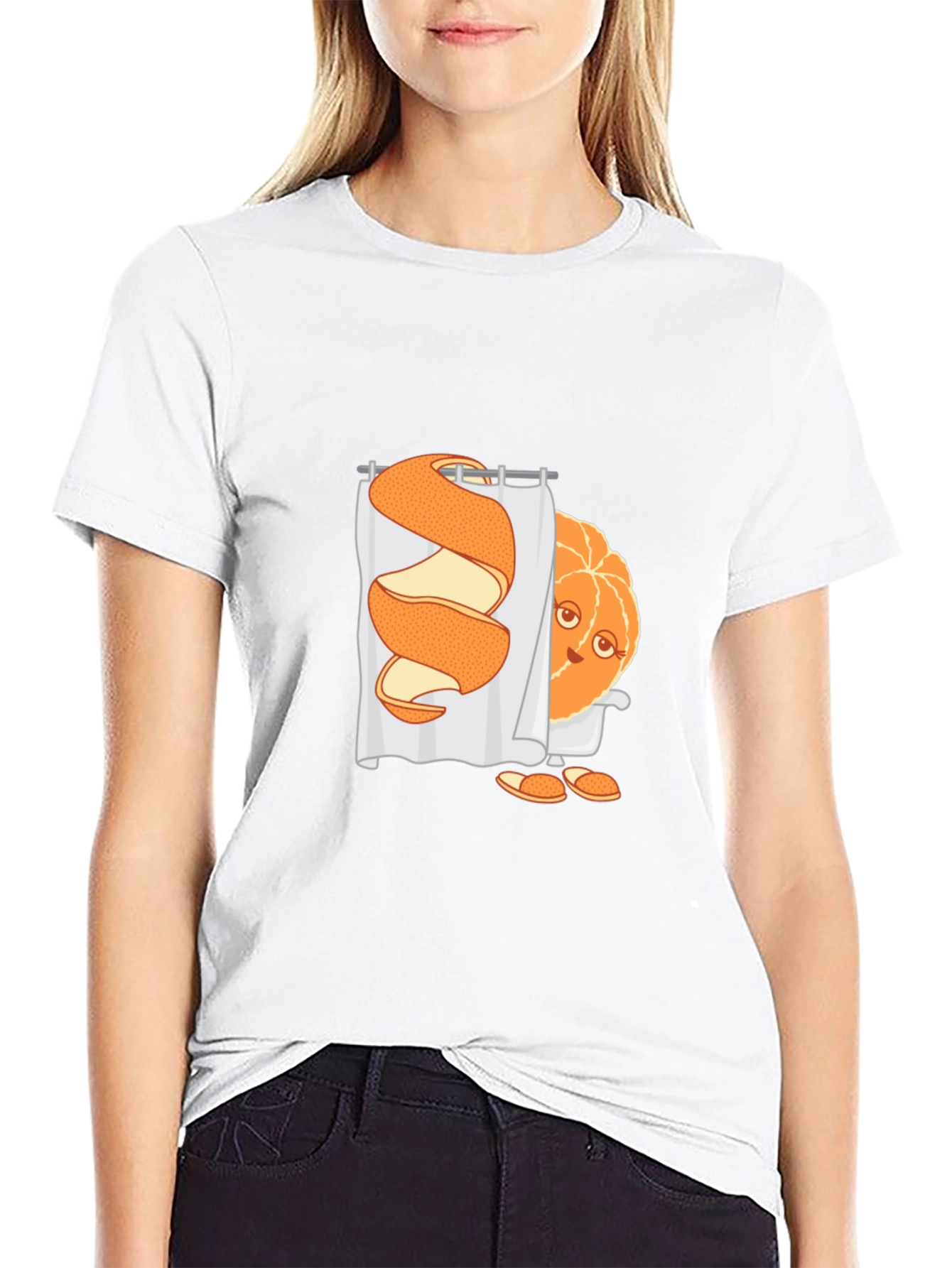 Funny Orange Peel Shower Cartoon Graphic T-Shirt
