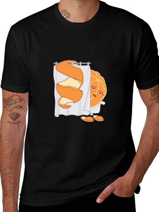 Funny Orange Peel Shower Cartoon Graphic T-Shirt