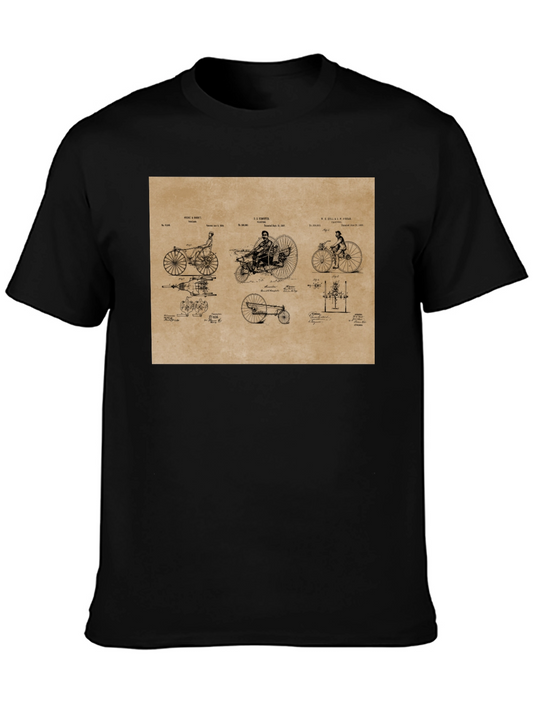 Vintage Bicycle Patent T-Shirt - Black