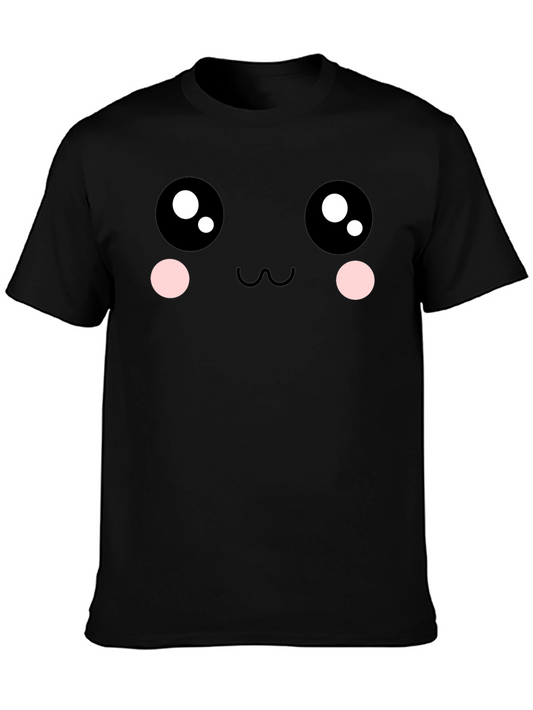 Kawaii Face Graphic Tee - Soft Cotton Blend