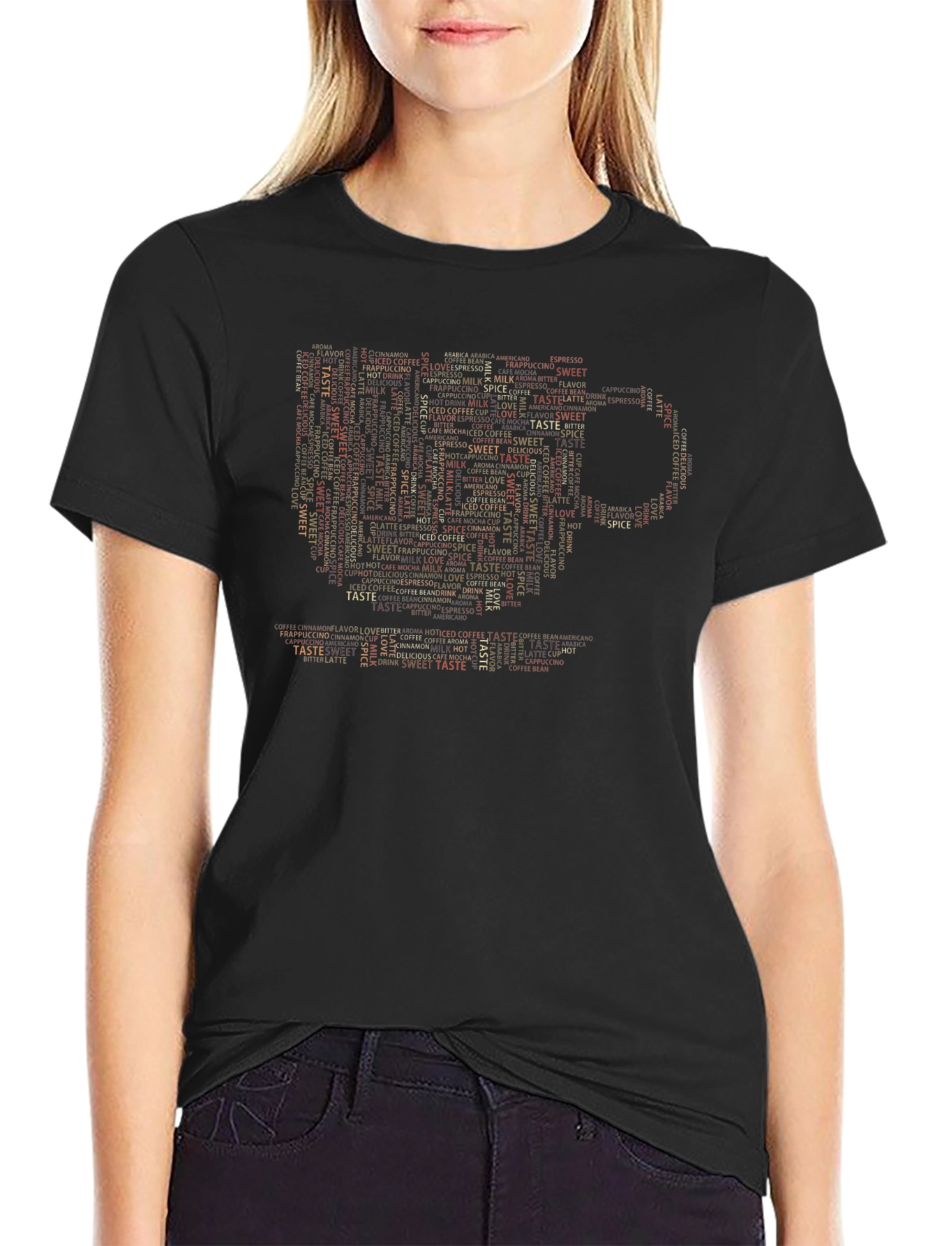 Coffee Lover Tee - Word Art Cup Design