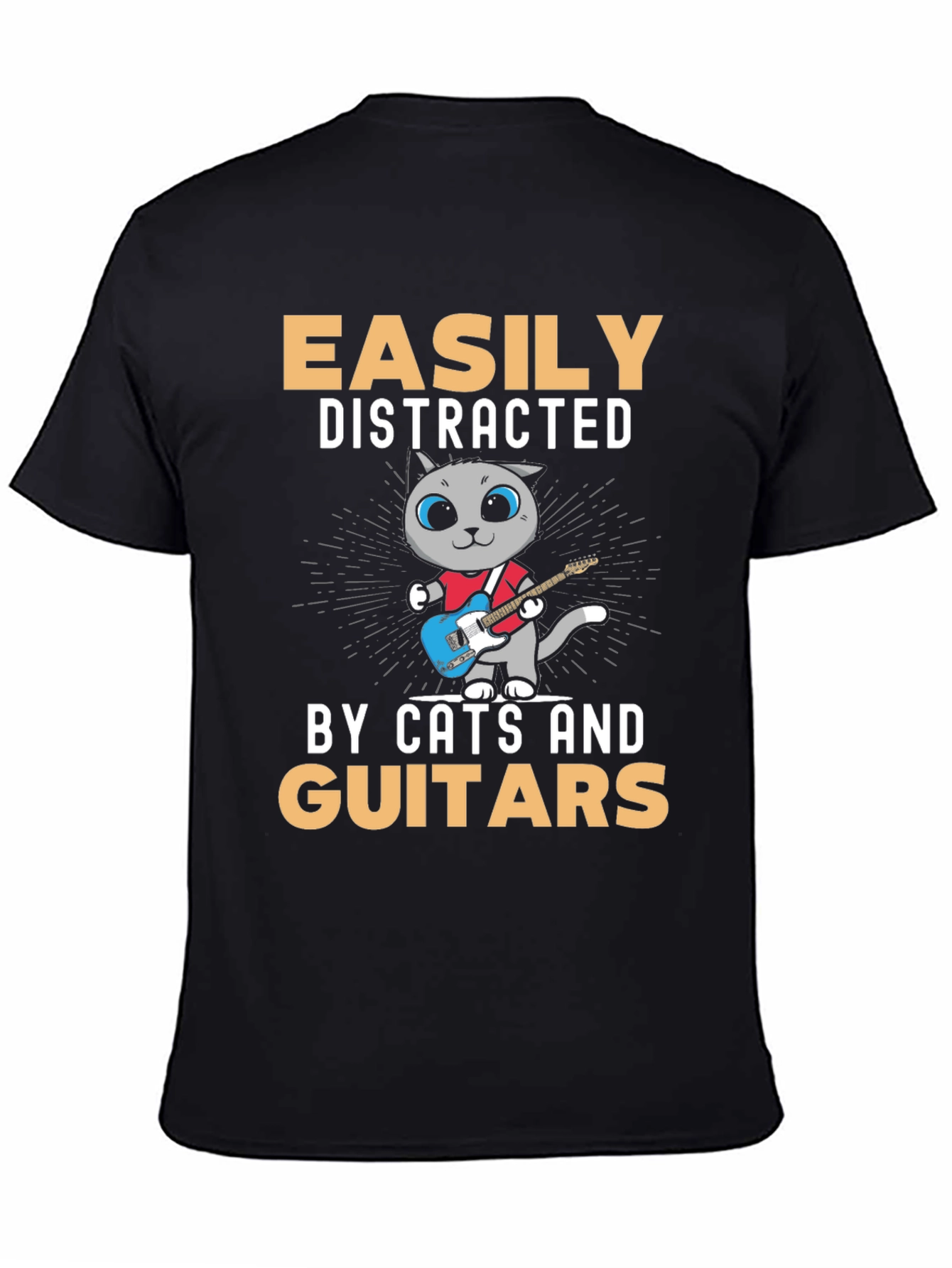 Easily Distracted By Cats and Guitars T-Shirt