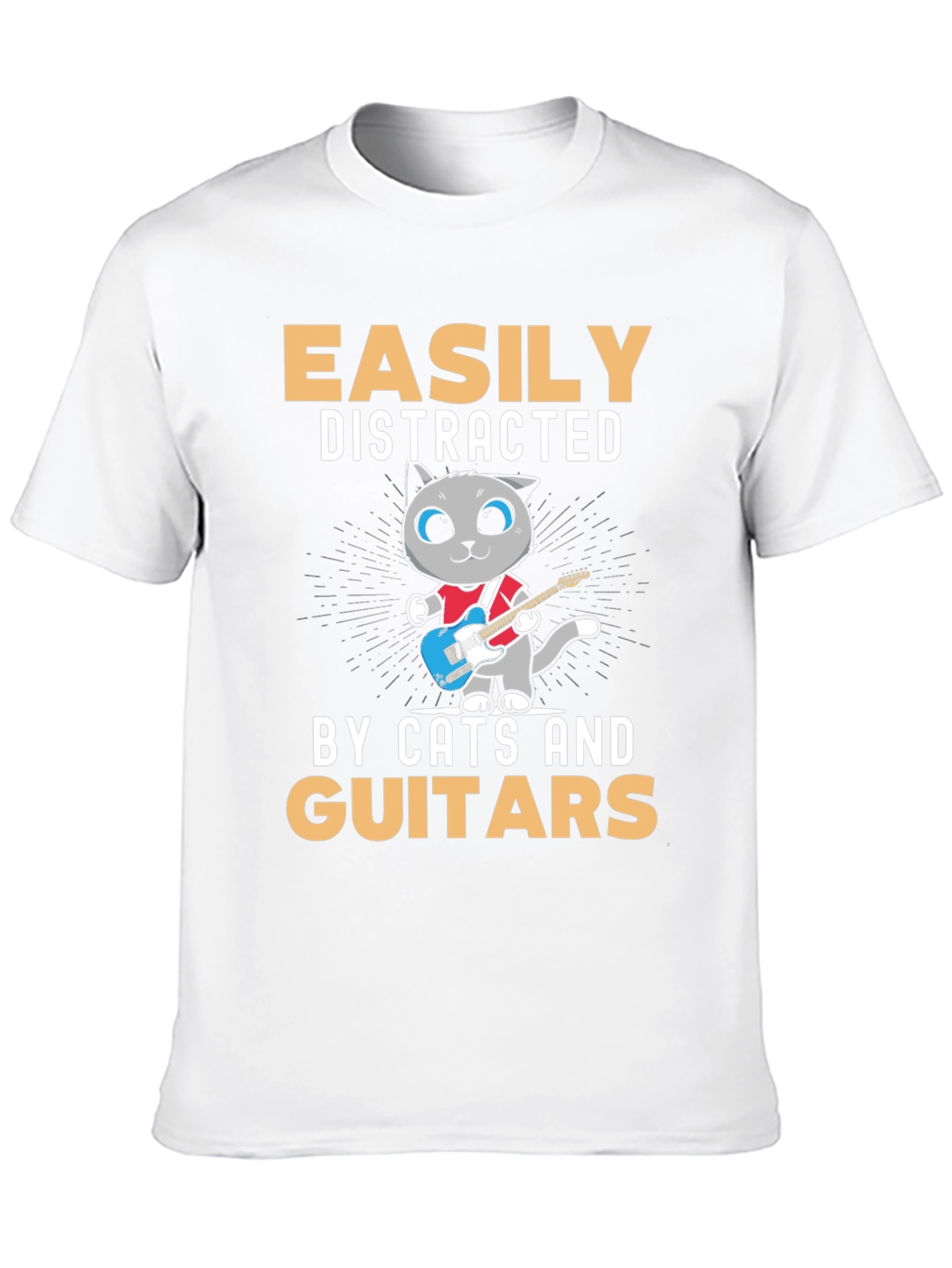 Easily Distracted By Cats and Guitars T-Shirt