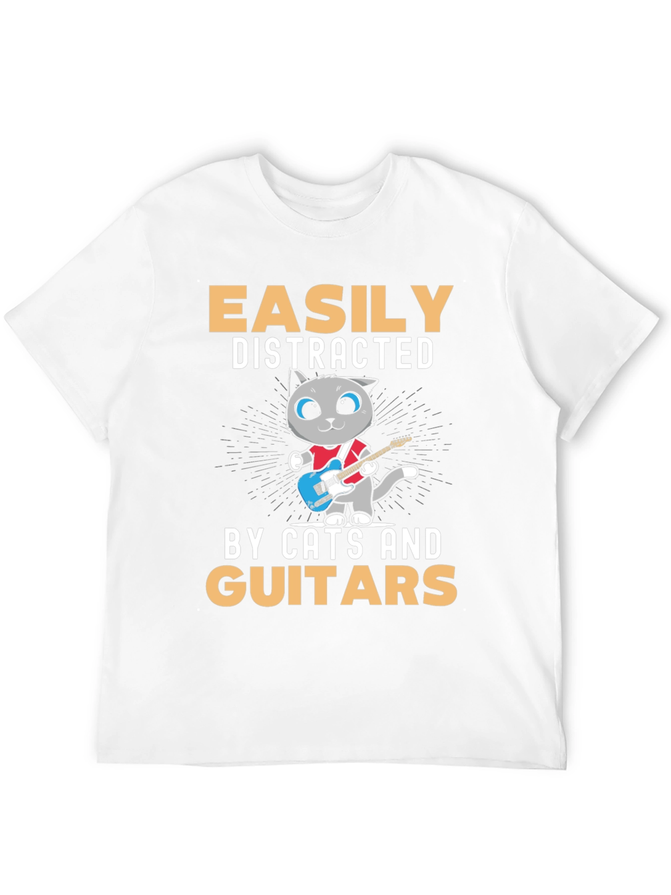 Easily Distracted By Cats and Guitars T-Shirt