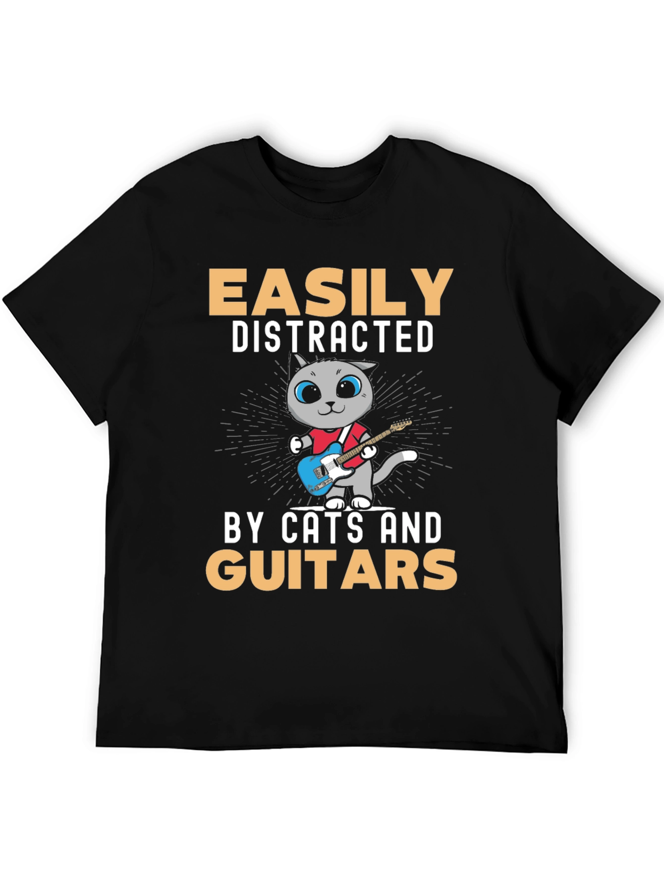 Easily Distracted By Cats and Guitars T-Shirt