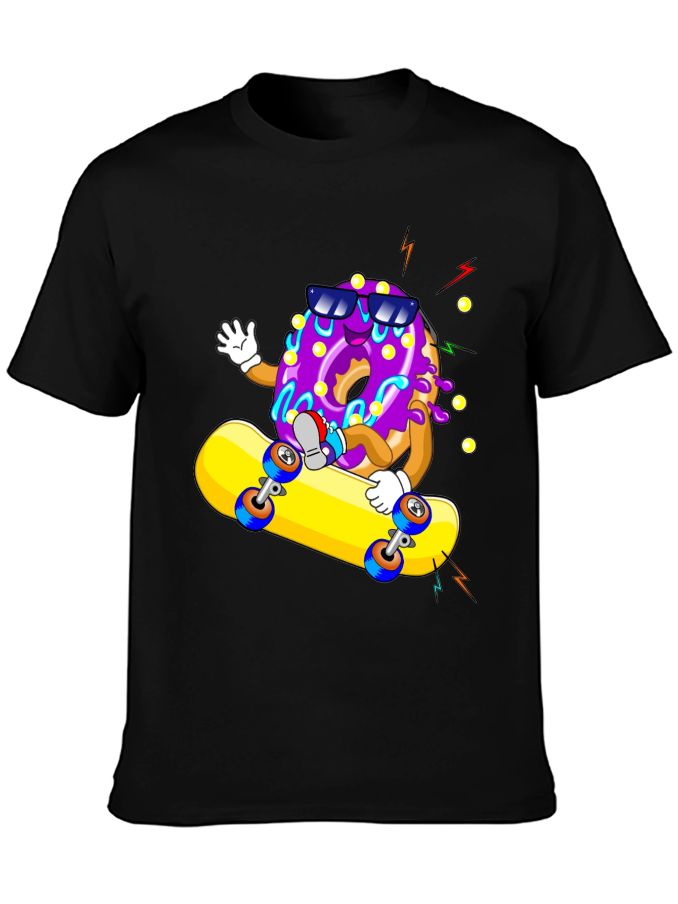 Donut Skateboarder Graphic T-Shirt - Black
