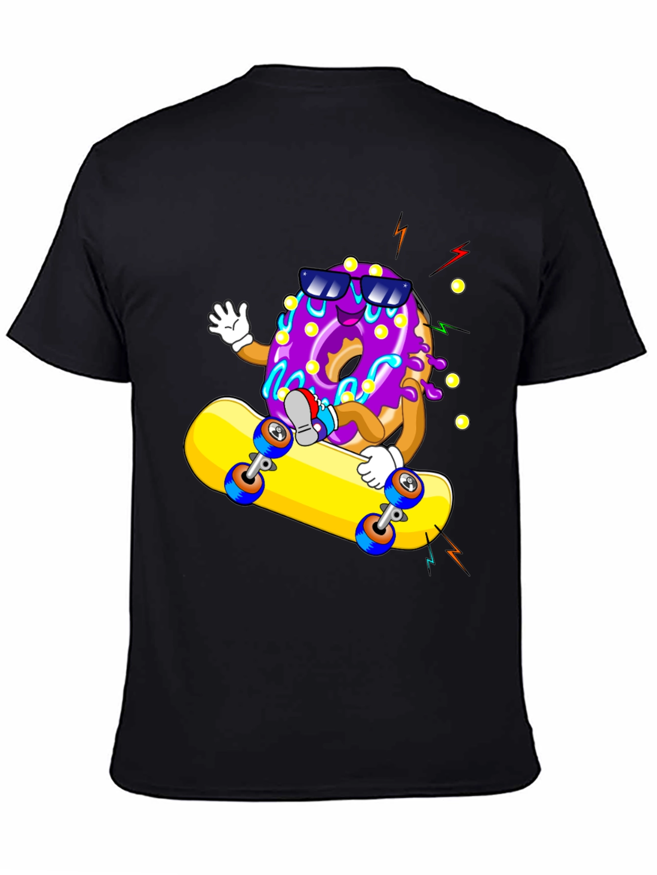 Donut Skateboarder Graphic T-Shirt - Black